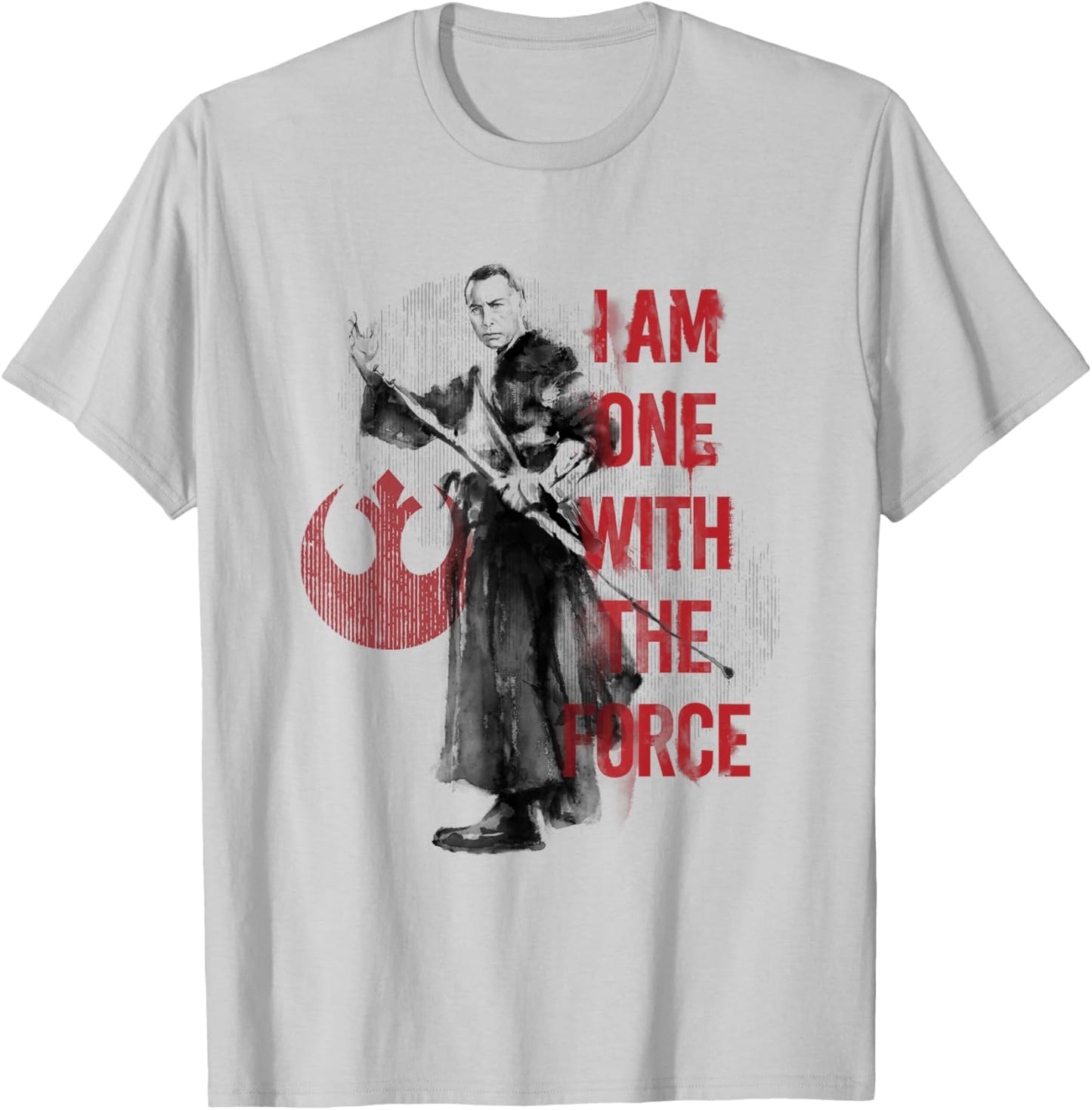 Star Wars Rogue One Am One With The Force Chirrut Retro Logo T-Shirt - T-Shirt | Ash