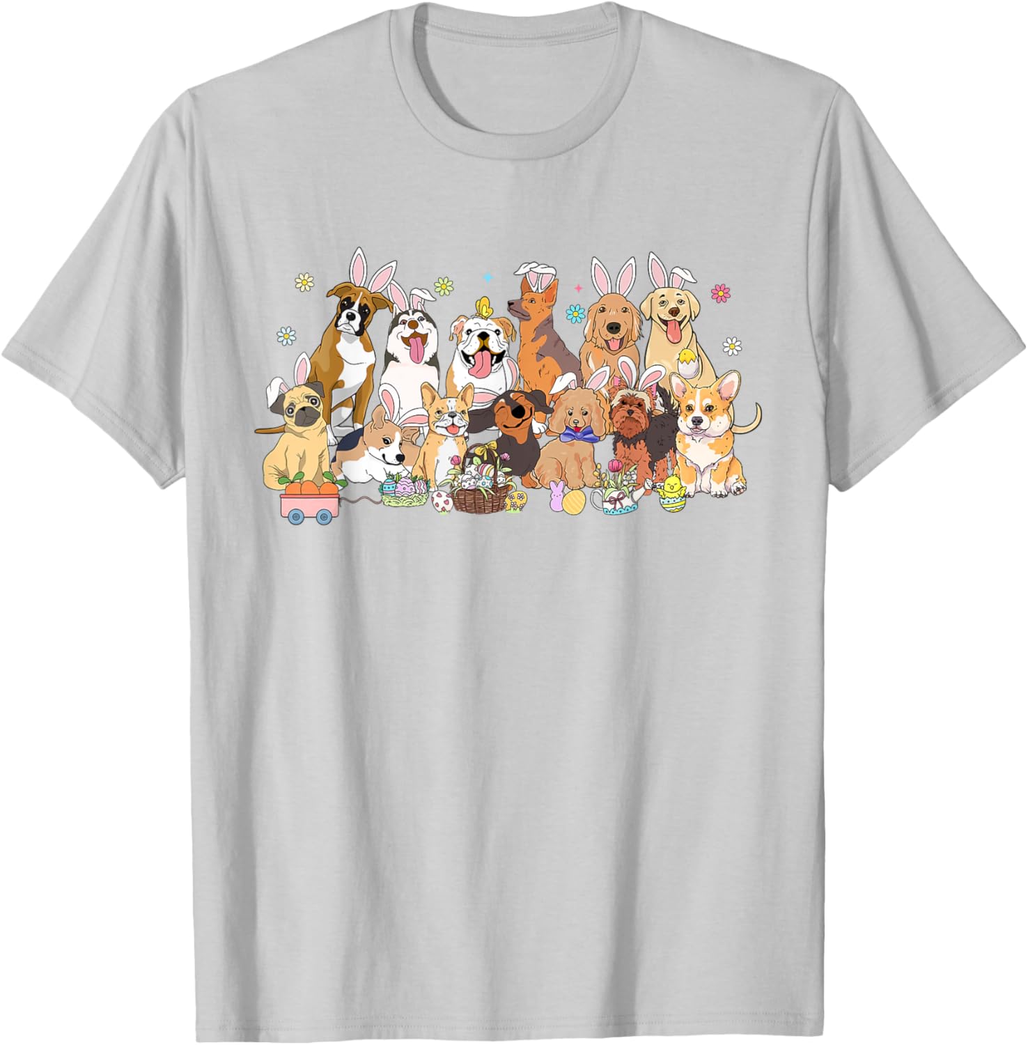 Women Easter Bunny Dog Egg Hunters Dog Lover Dog Mom T-Shirt - T-Shirt | Ash