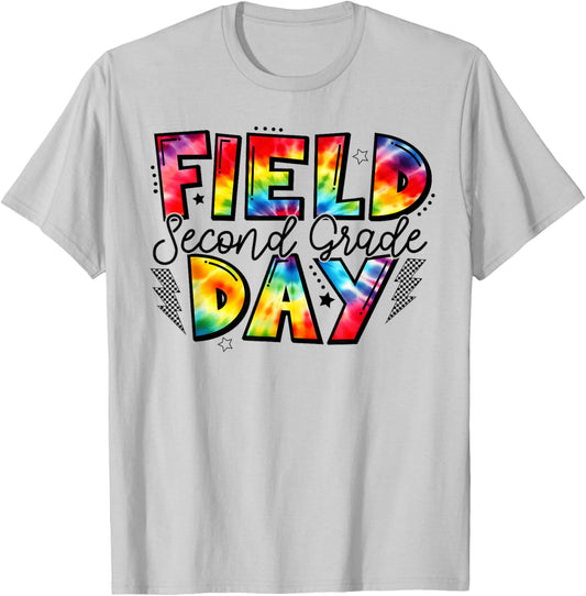 Second Grade Field Day Fun Day Tie Dye Student Teacher T-Shirt - T-Shirt | Ash