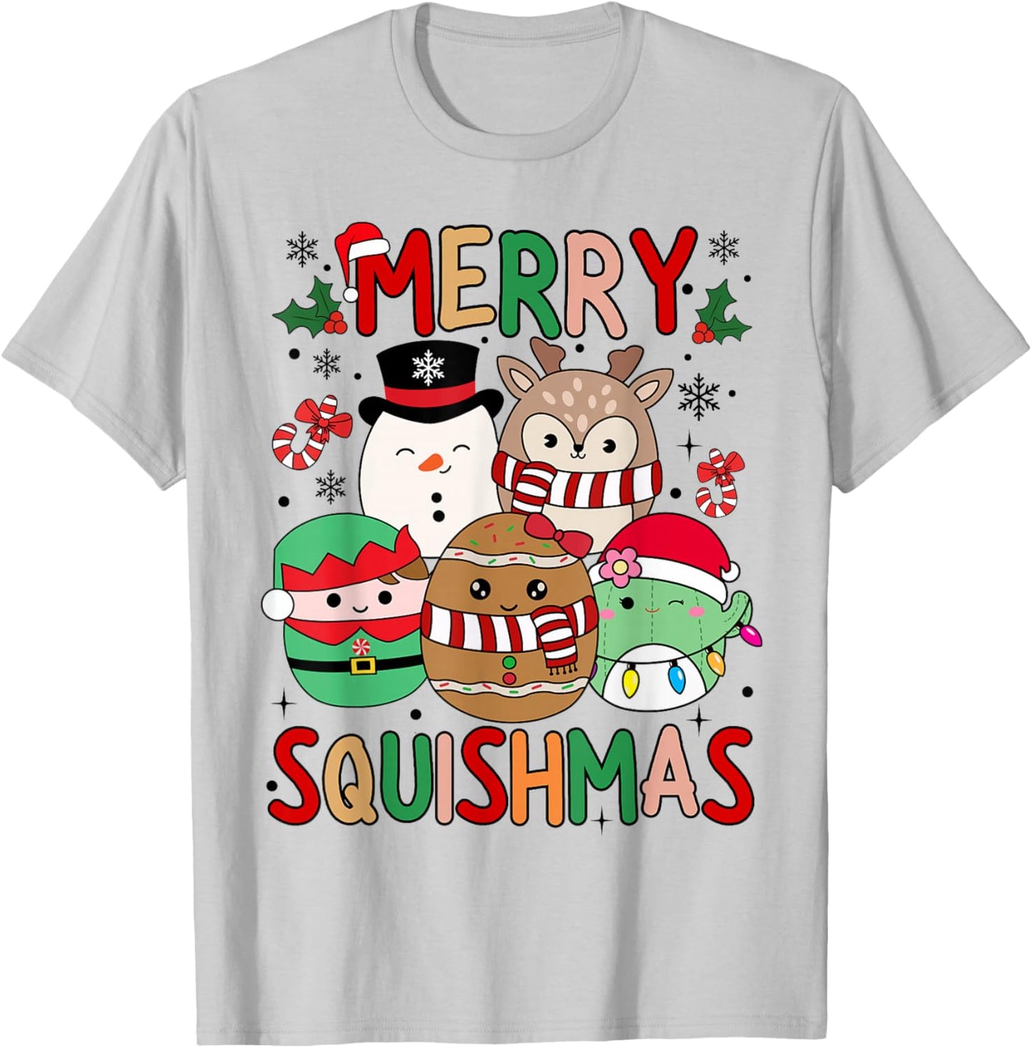 Squish Squad Merry Christmas Gifts Cute for Kids Woman T-Shirt - T-Shirt | Ash