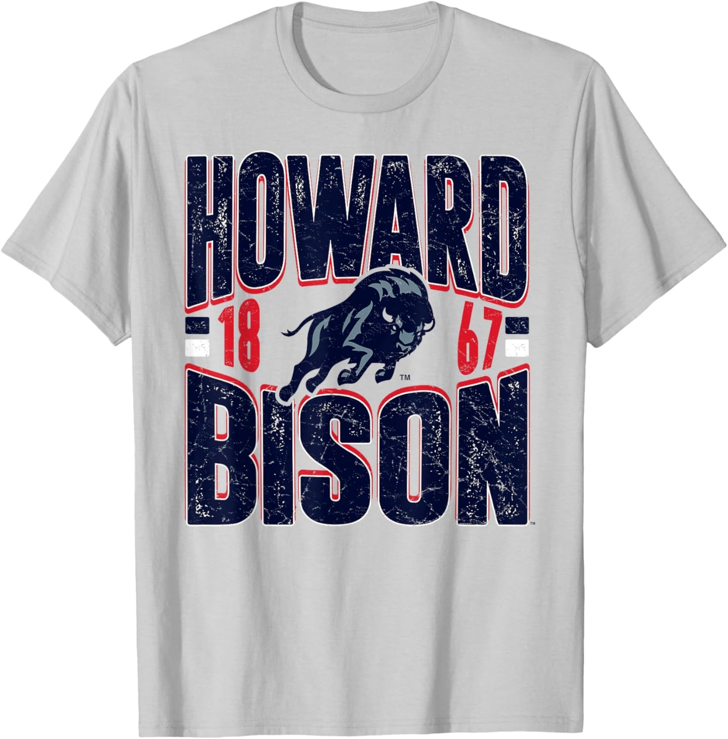 Howard Bison Vintage 90's Retro Gray Officially Licensed T-Shirt - T-Shirt | Ash