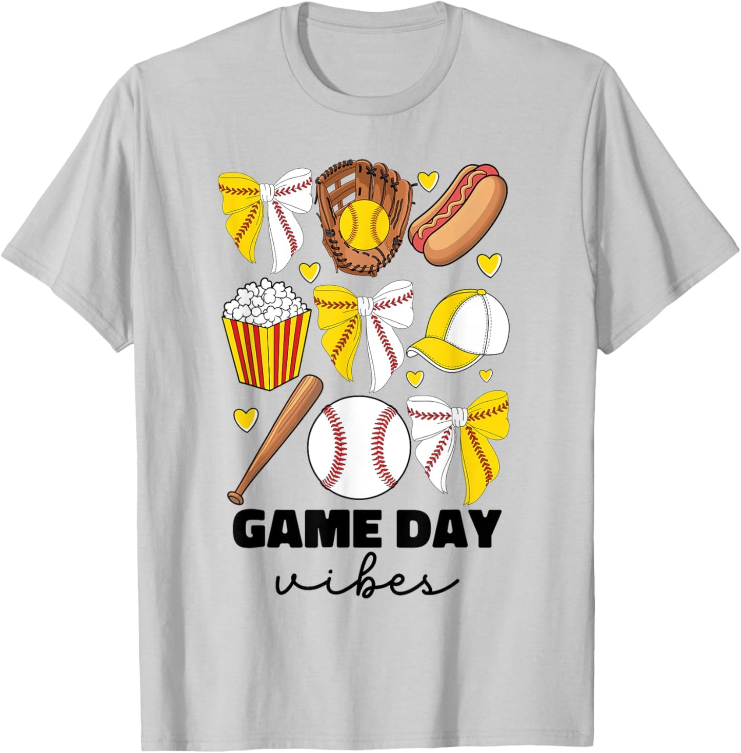 Baseball And Softball Mom Game Day Vibes Coquette Bow Women T-Shirt - T-Shirt | Ash