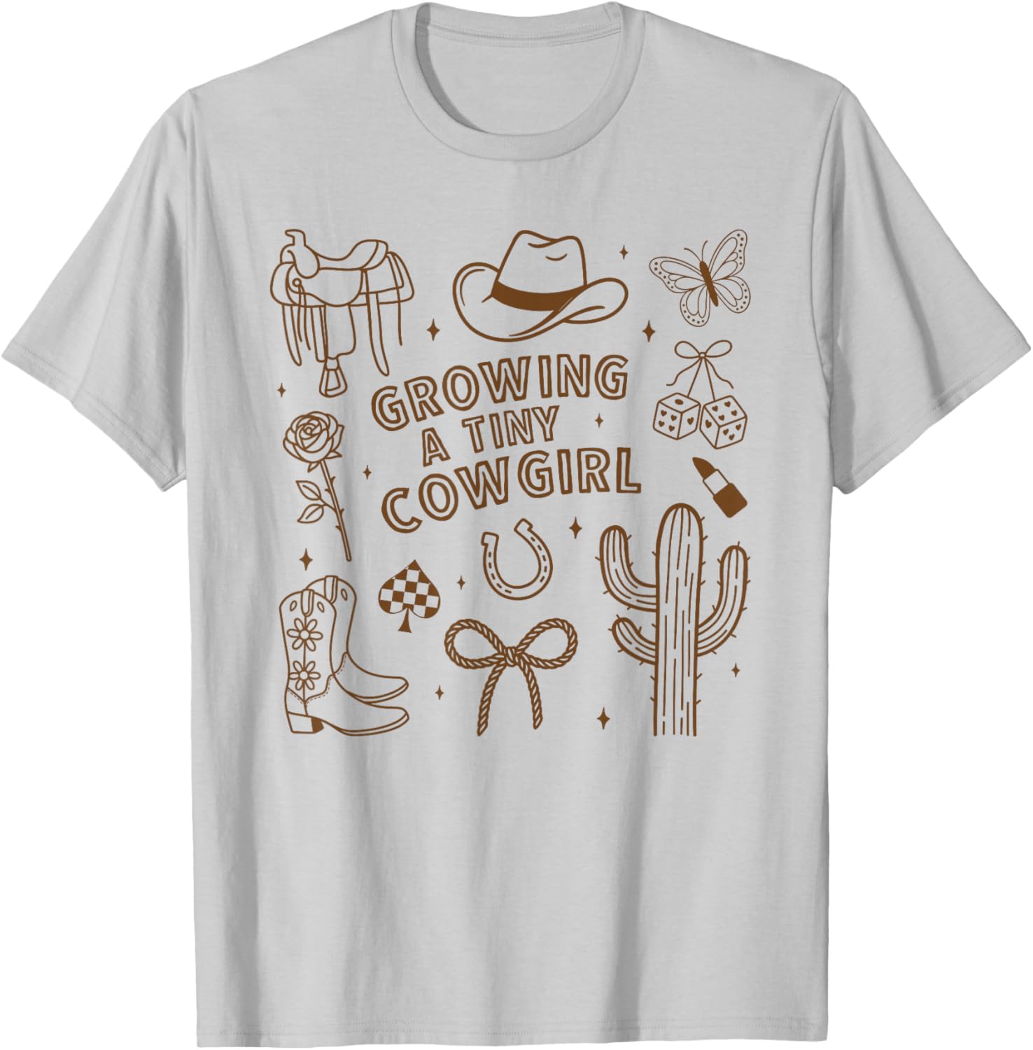 Country Pregnancy Announcement Growing A Tiny Cowgirl T-Shirt - T-Shirt | Ash