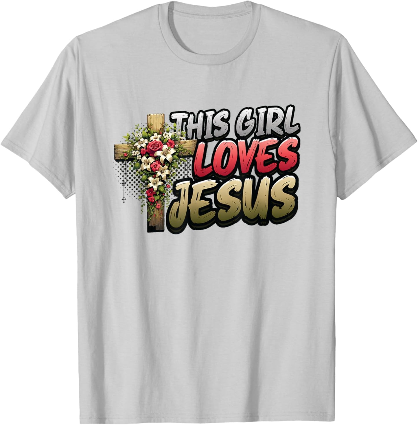 This Girl Loves Jesus Cute Christian Girl Jesus T-Shirt - T-Shirt | Ash