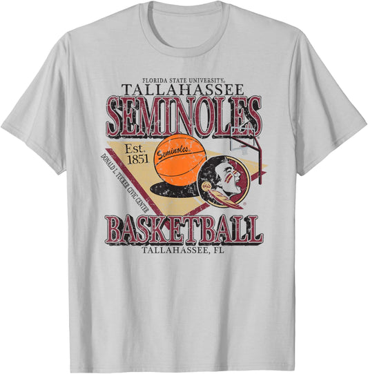 Florida State Seminoles Basketball Vintage Tallahassee White T-Shirt - T-Shirt | Ash