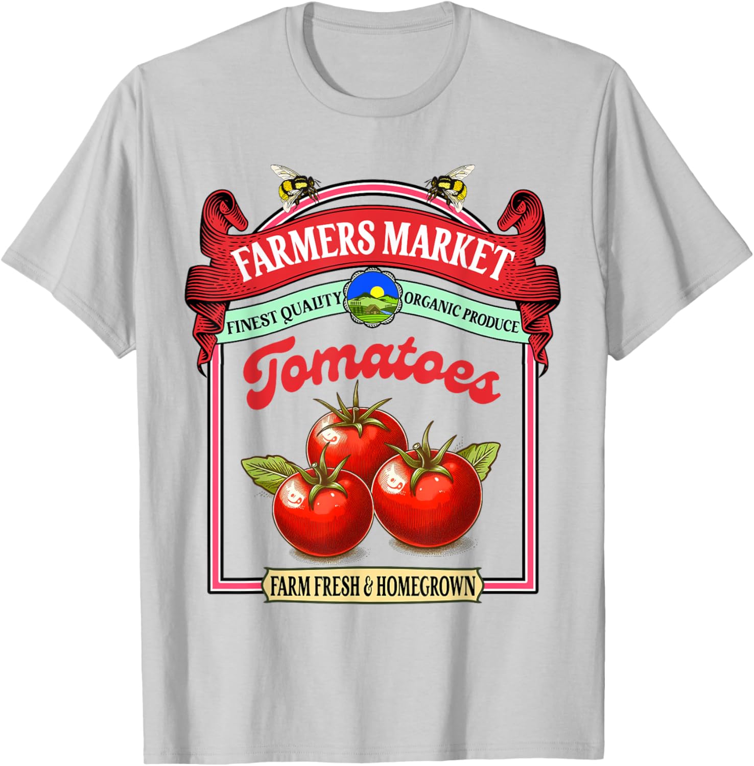 Farmers Market Fresh Gardening Farmers Market Tomatoes T-Shirt - T-Shirt | Ash