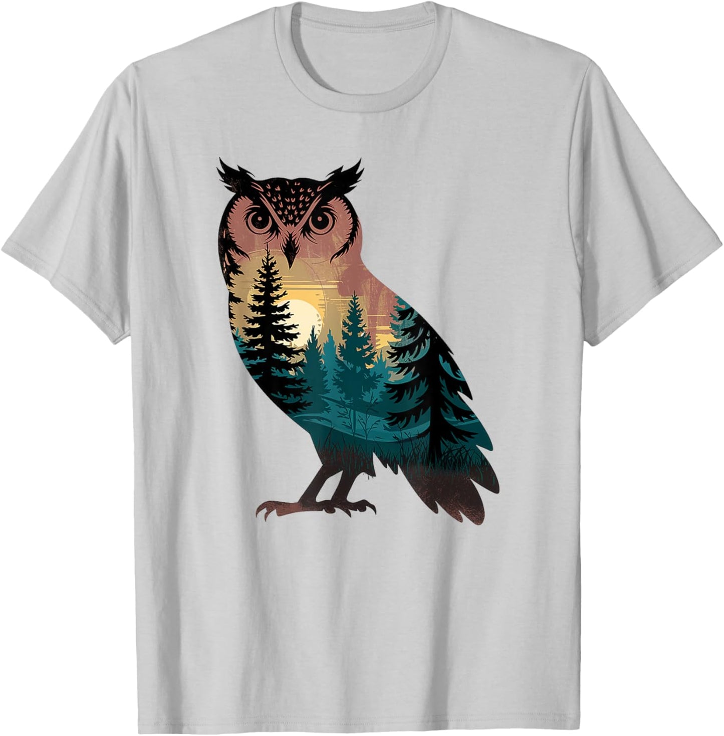 Owl Hunting Hiking Outdoor Camping Forest Men Women Owl T-Shirt - T-Shirt | Ash
