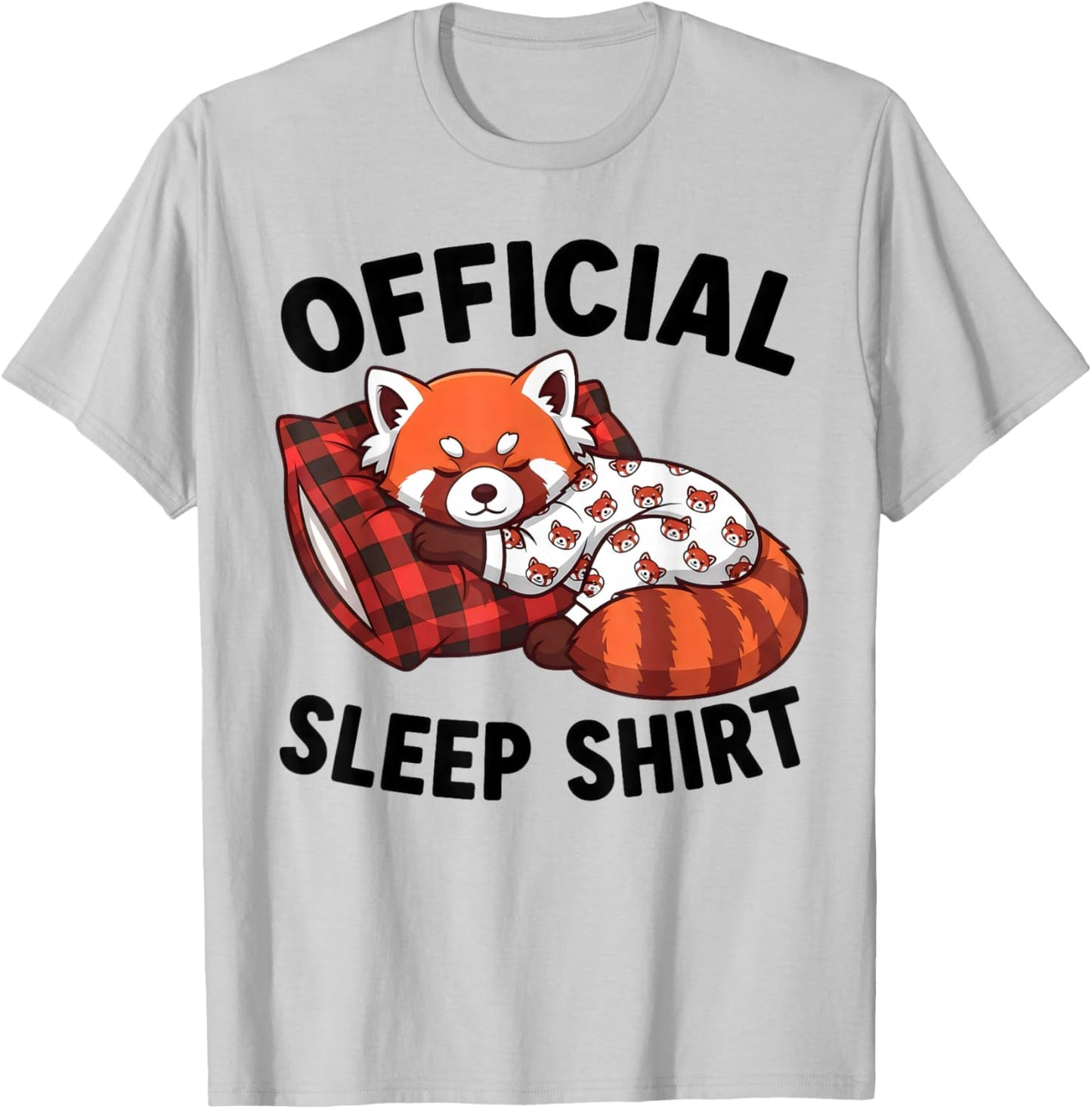 Cute Kawaii Sleeping Red Panda Official Sleepshirt Nightgown T-Shirt - T-Shirt | Ash