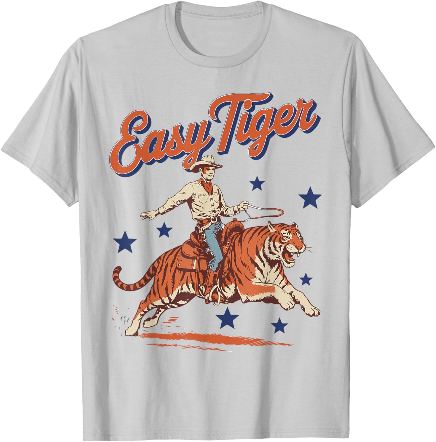 Vintage Easy Tiger Cowboy Western Country Cute Rodeo T-Shirt - T-Shirt | Ash