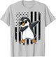 Penguin Dabbing USA Flag 4th of July T-Shirt - T-Shirt | Ash