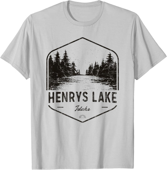 Henrys Lake Idaho Outdoors Vintage T-Shirt - T-Shirt | Ash