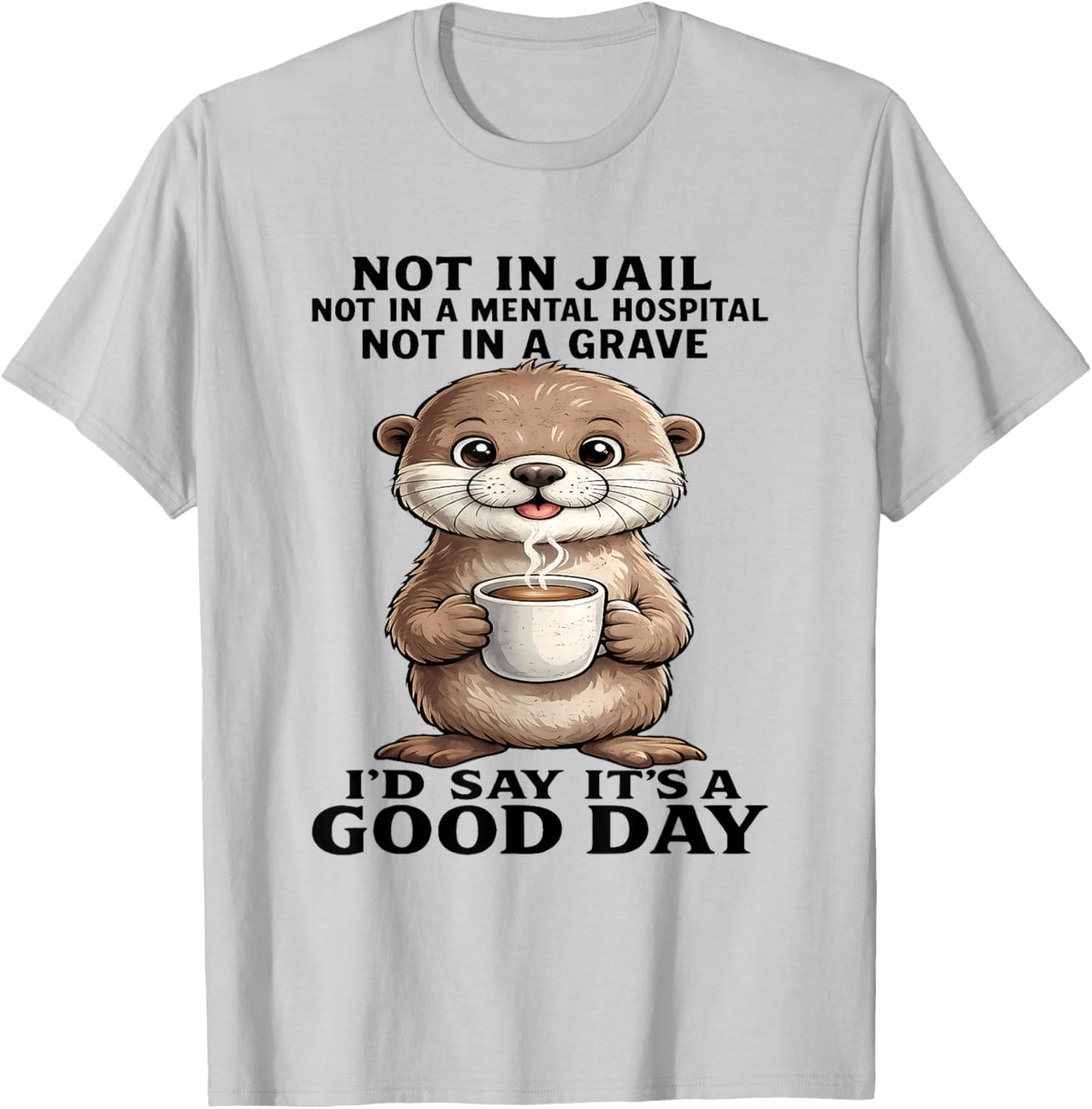 Otter Not in Jail Not in A Mental Hospital Not in A Grave T-Shirt - T-Shirt | Ash
