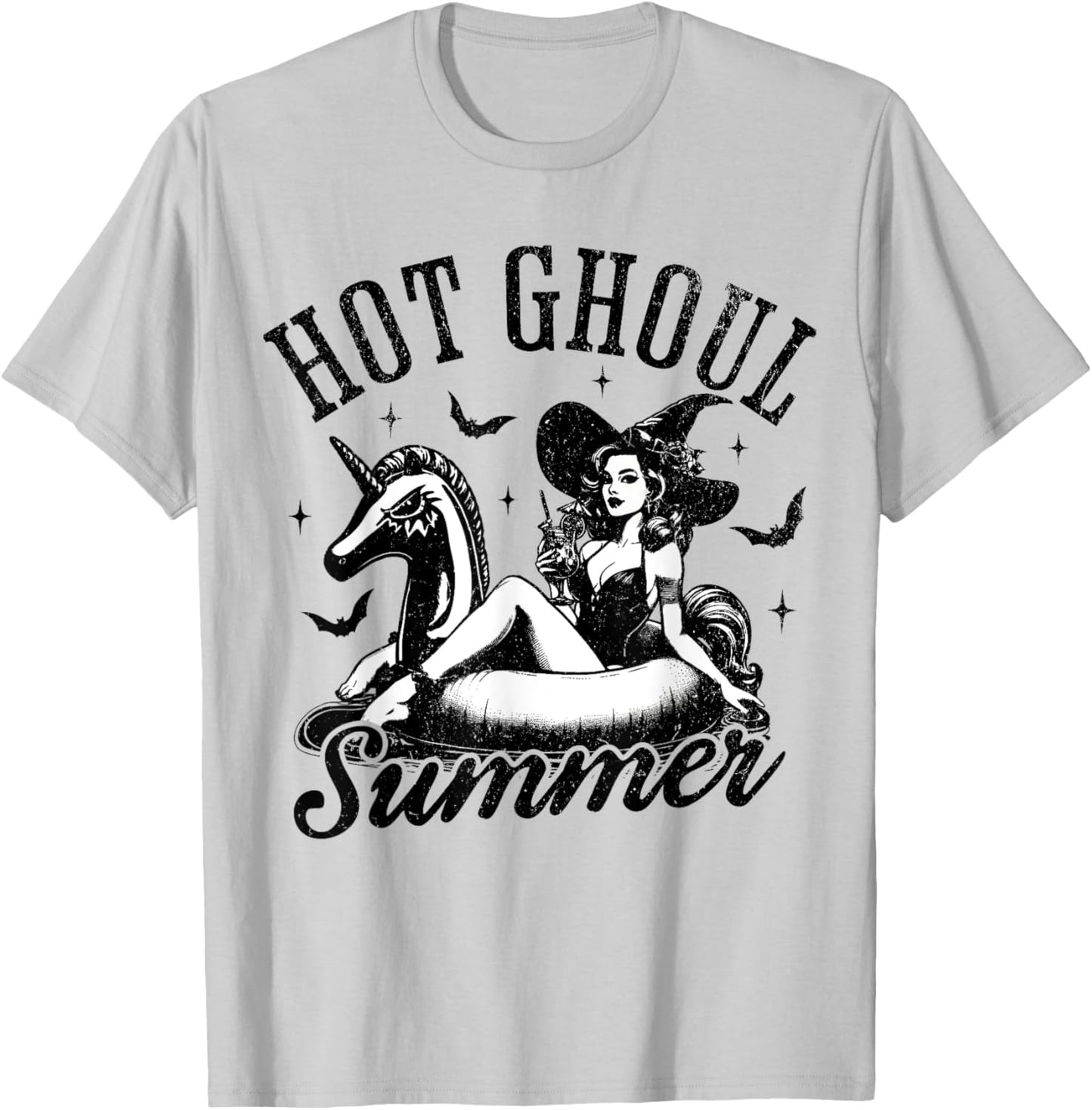 Hot Ghoul Summer Funny Witch Spooky Summer Vacation Hawaii Women Girls Kids T-Shirt - T-Shirt | Ash