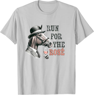 Dapper Derby Horse Sipping Rosé Wine Race Day Party T-Shirt - T-Shirt | Ash