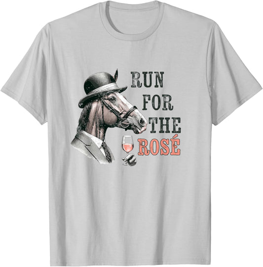 Dapper Derby Horse Sipping Rosé Wine Race Day Party T-Shirt - T-Shirt | Ash