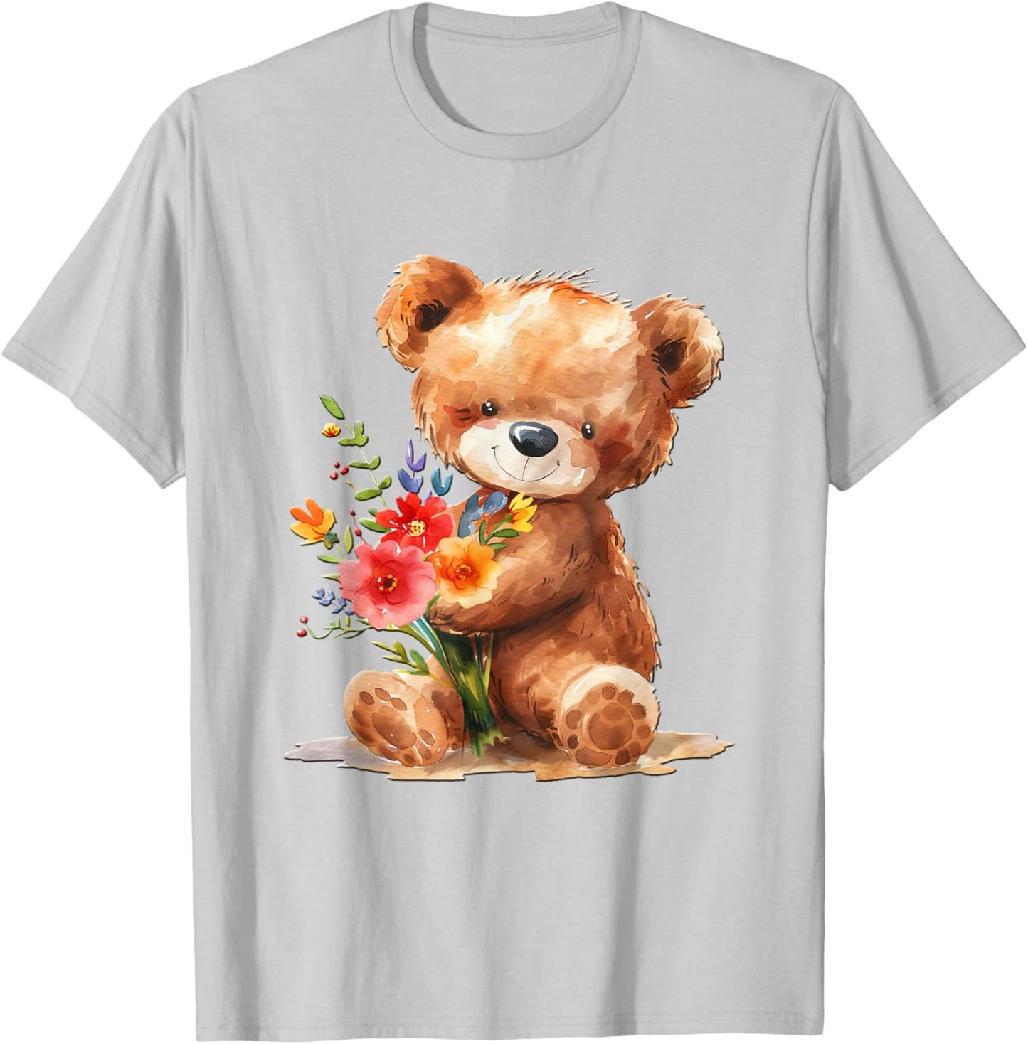 Baby Bear with Flowers Cute Lil Bears snugglebear Daughter T-Shirt - T-Shirt | Ash