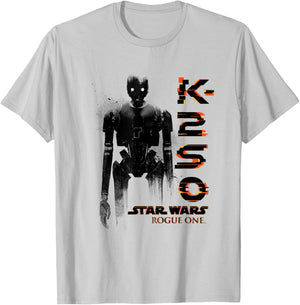 Star Wars Rogue One K-2SO Splat Paint Silhouette Chest Logo T-Shirt - T-Shirt | Ash