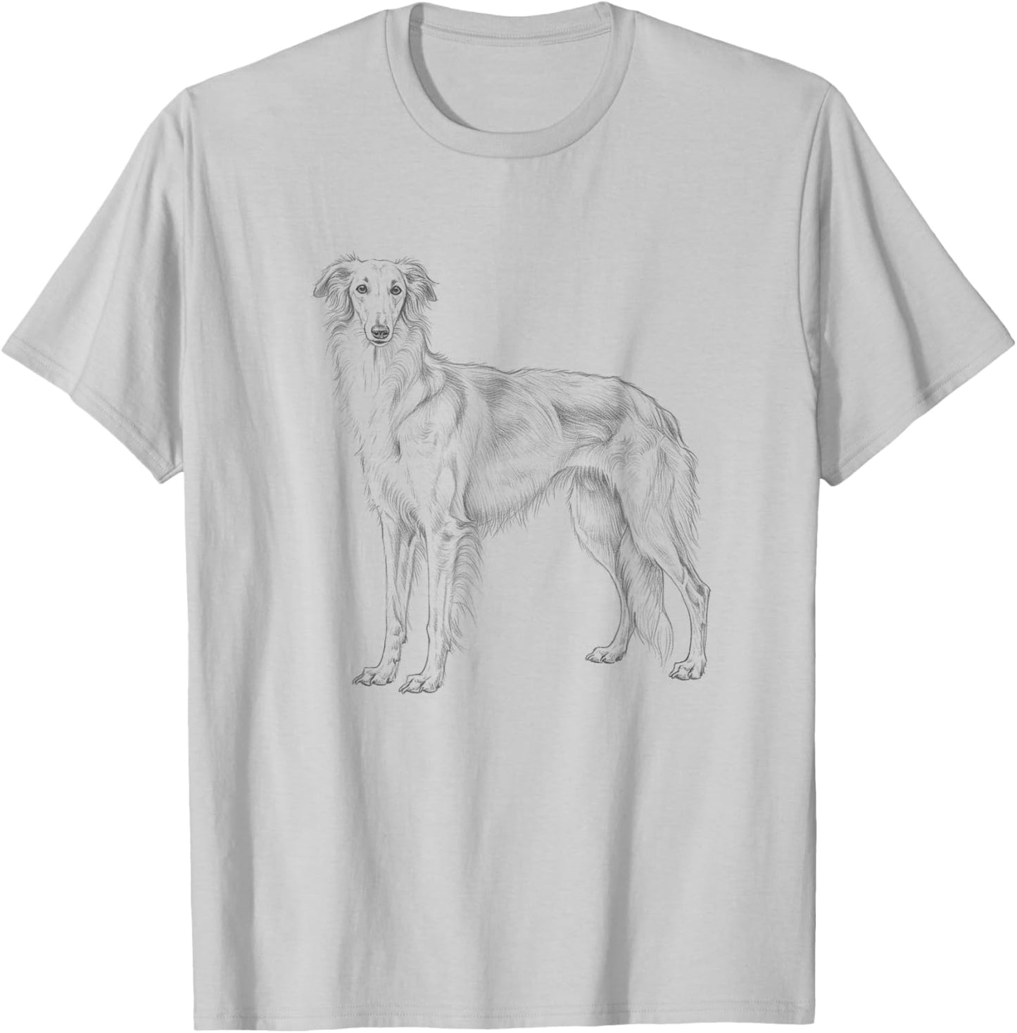 Vintage Silken Windhound Drawing Art Design T-Shirt - T-Shirt | Ash