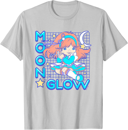 Rainbow Brite Moon Glow Vintage Neon Grid Logo T-Shirt - T-Shirt | Ash