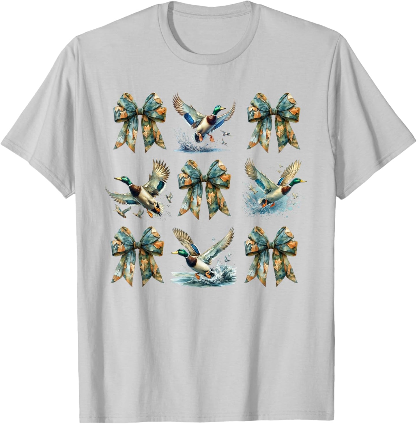 Camouflage Coquette Bow and Mallard Duck Hunting Design T-Shirt - T-Shirt | Ash