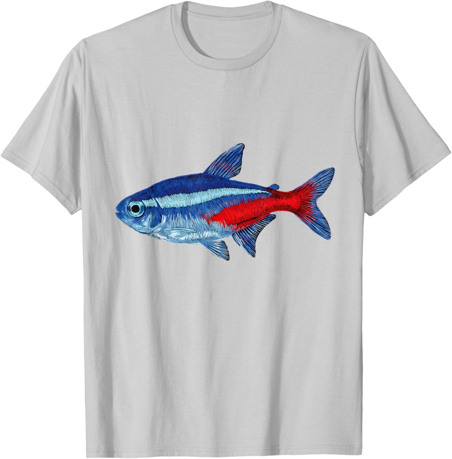 Blue Tetra Paracheirodon innesi Freshwater Aquarium T-Shirt - T-Shirt | Ash
