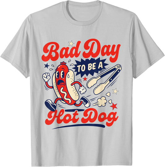 Bad Day to Be A Hot Dog 250 Years BBQ Grilling 4th of July T-Shirt - T-Shirt | Ash