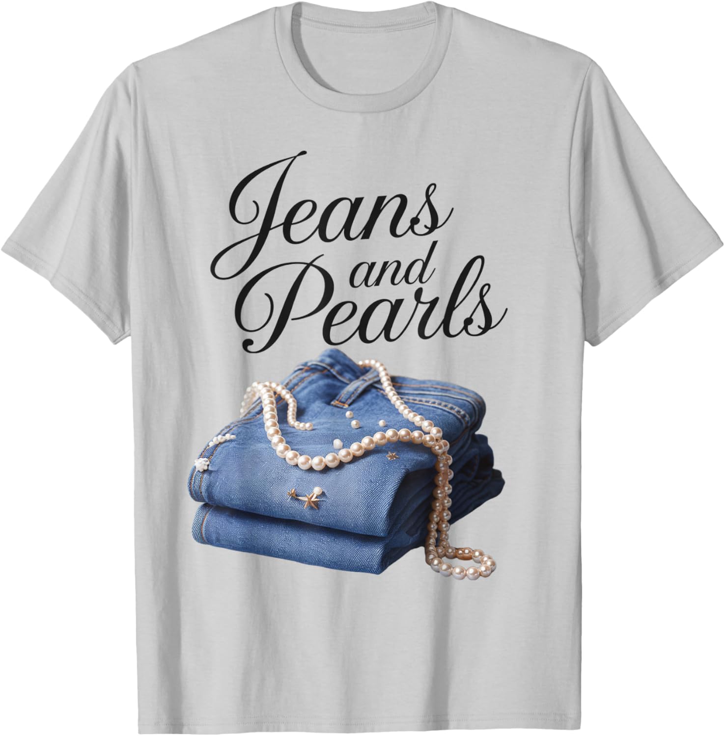 Jeans and Pearls for Ladies 2025 Jeans With Pearls Denim T-Shirt - T-Shirt | Ash