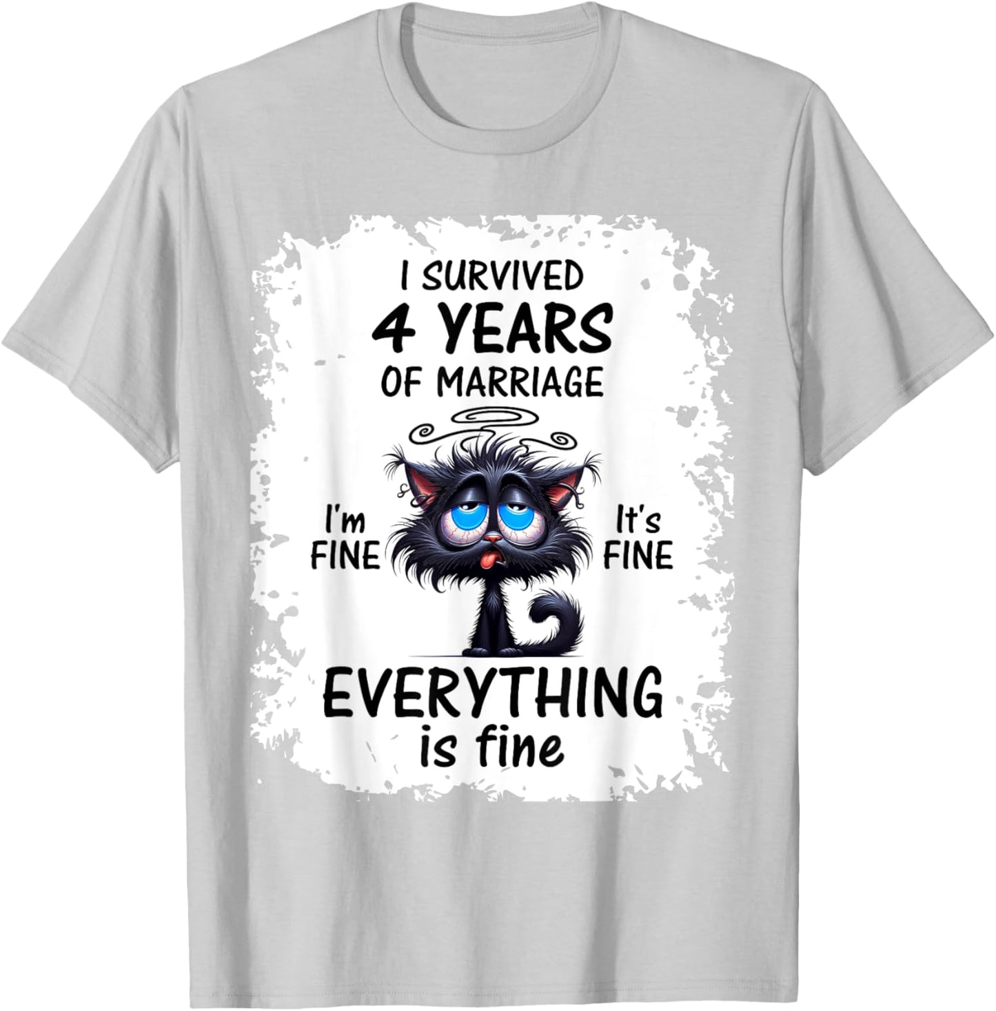 Linen Wedding I Survived 4 Years Of Marriage T-Shirt - T-Shirt | Ash