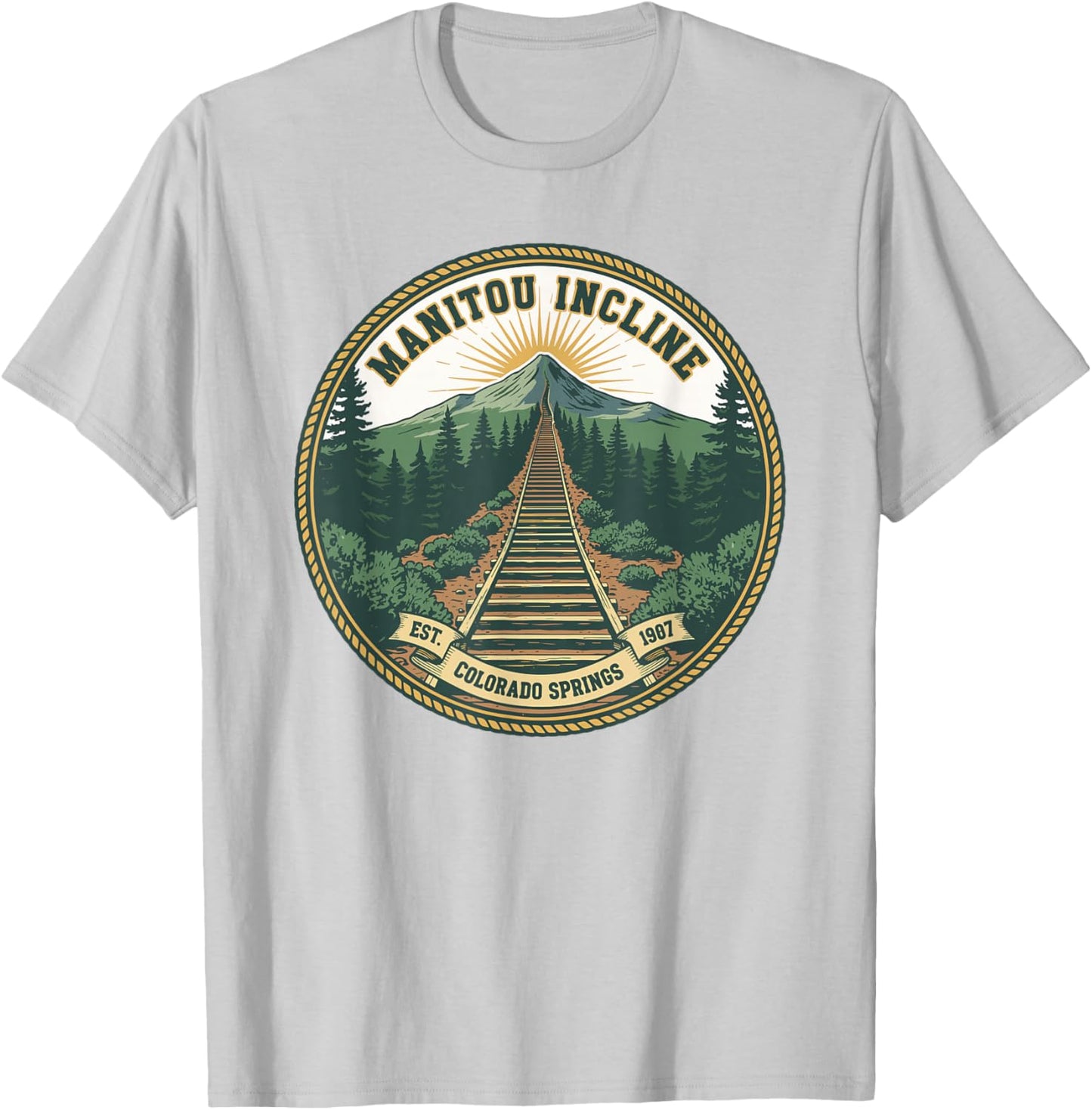 Manitou Incline Summit Club, Hiking Manitou Incline T-Shirt - T-Shirt | Ash