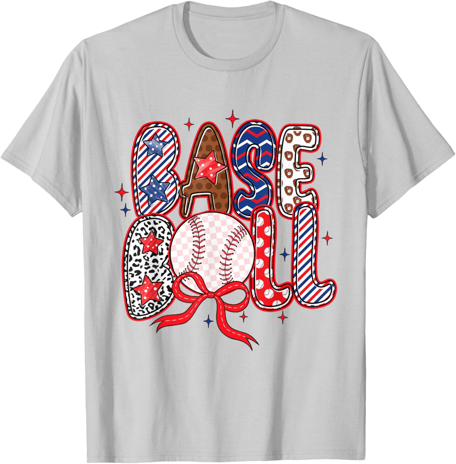 Coquette Bow Baseball Game Day Baseball Mom Mama Girls Kids T-Shirt - T-Shirt | Ash