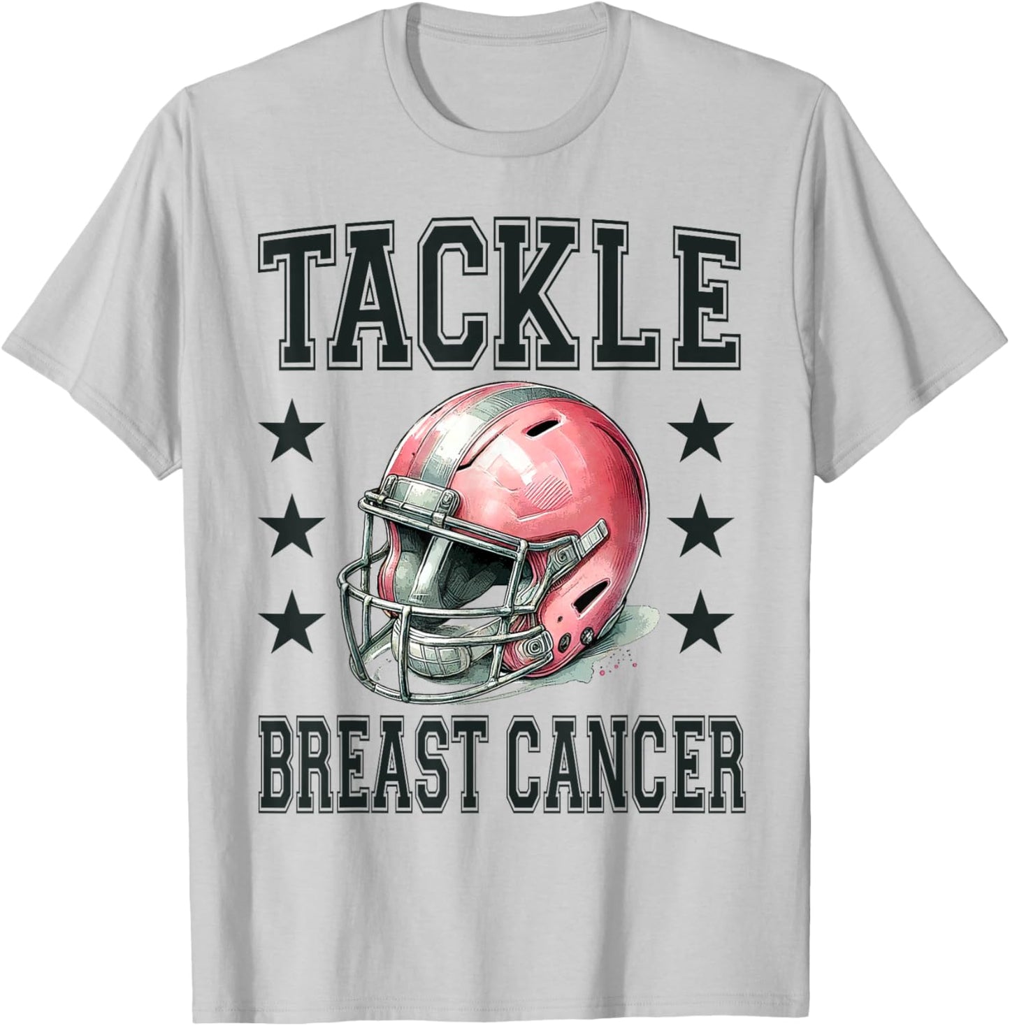 Tackle Breast Cancer Pink Football Helmet Awareness Design T-Shirt - T-Shirt | Ash