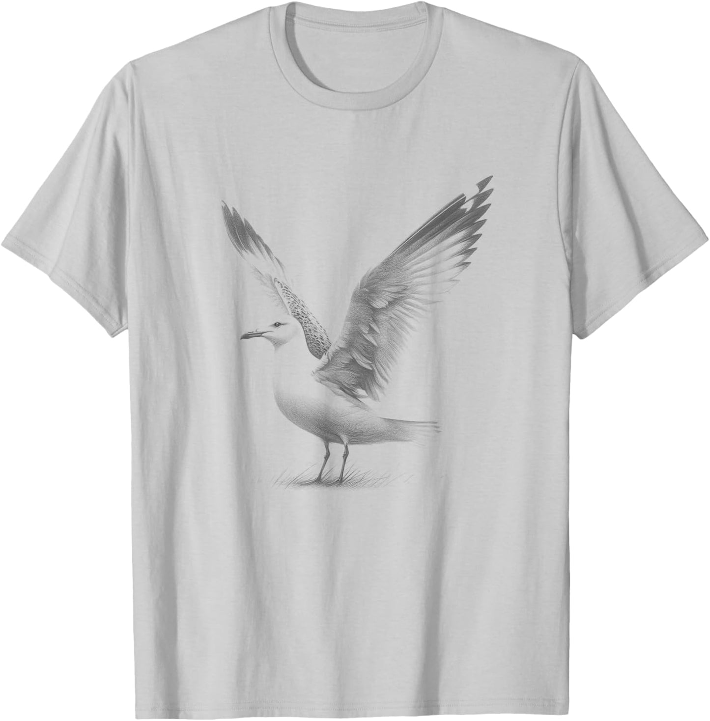 Vintage Seagull Sketch Art Design T-Shirt - T-Shirt | Ash