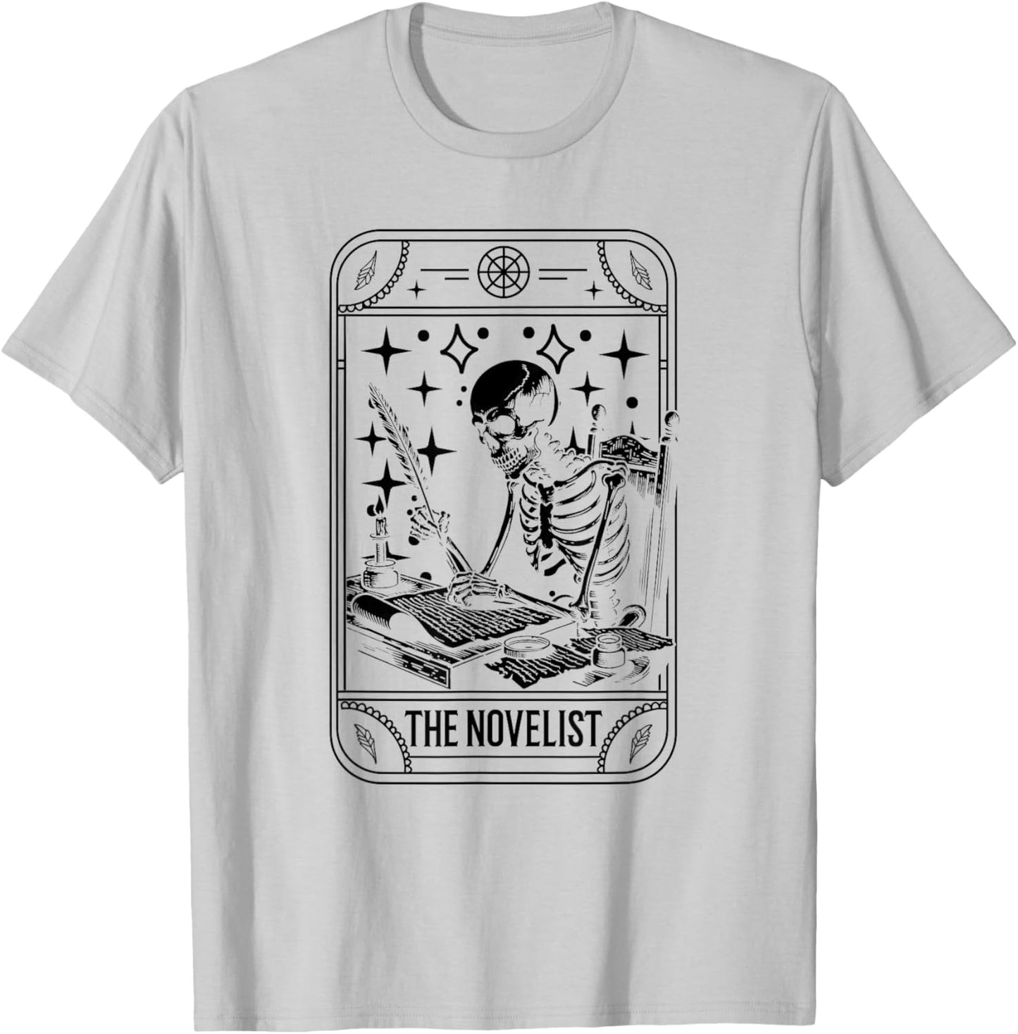 Writer Novelist Book Poetry - Author Skeleton Tarot Card T-Shirt - T-Shirt | Ash