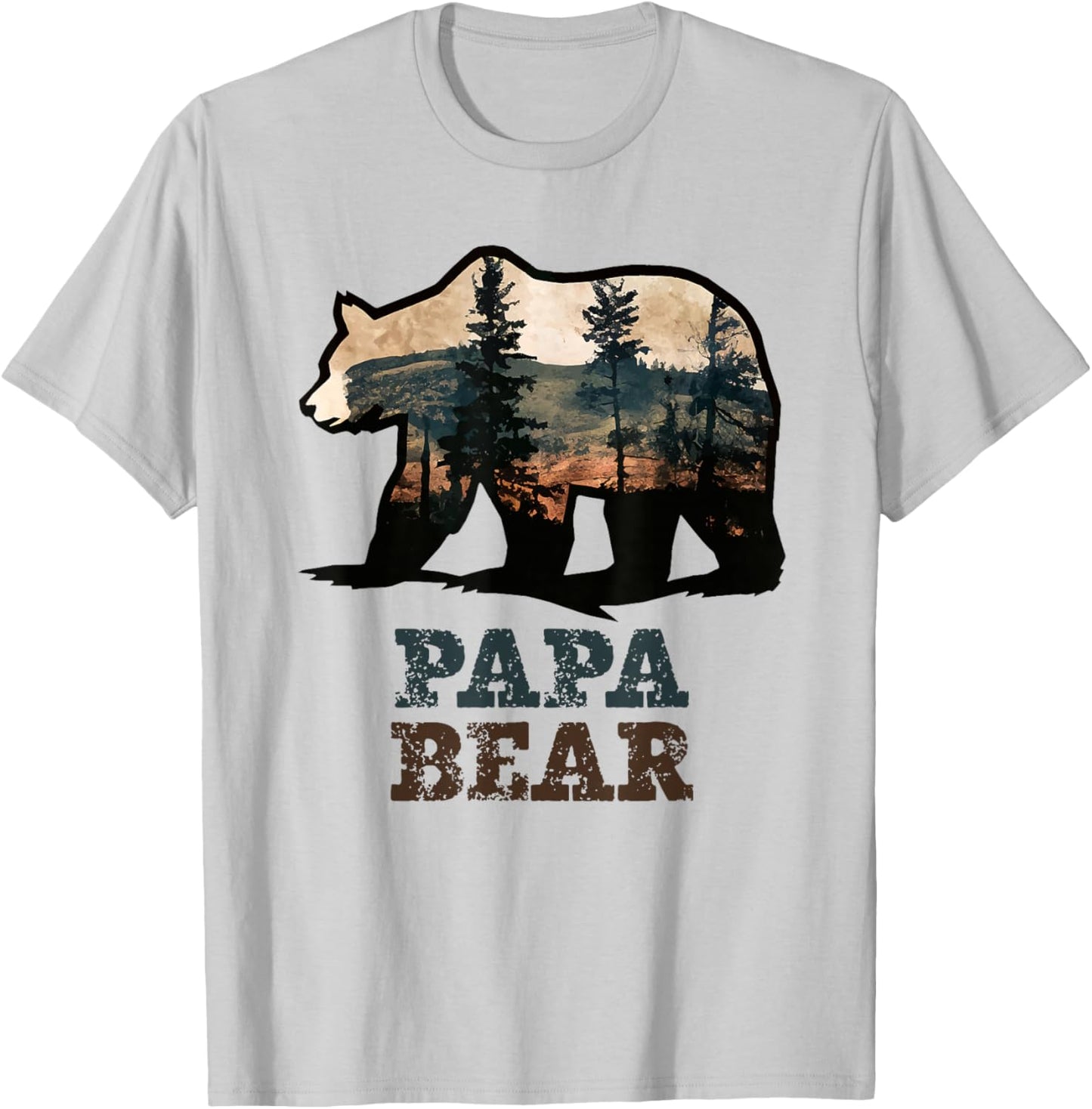 Papa Bear Vintage Retro Funny T-Shirt - T-Shirt | Ash
