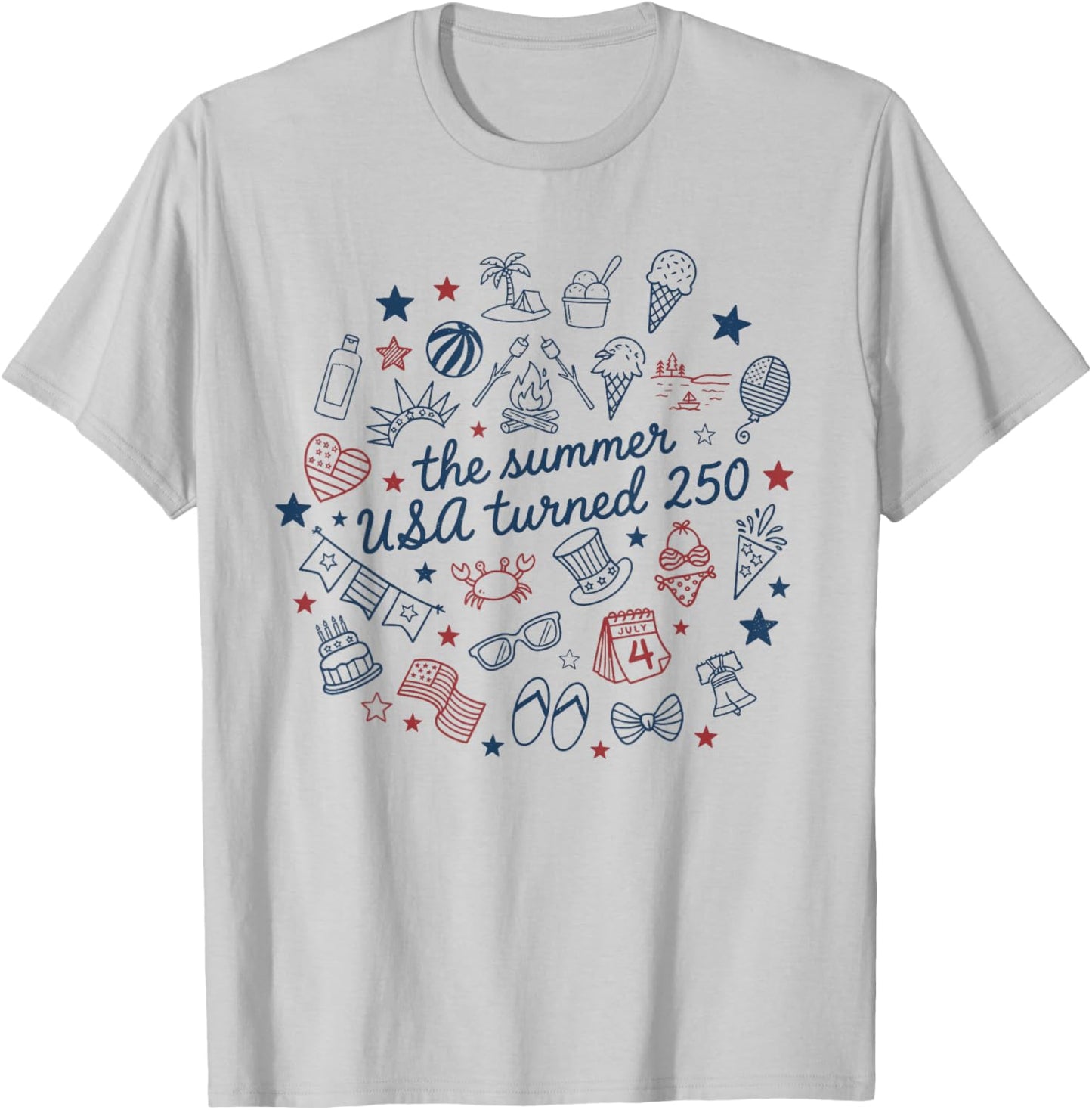 Funny The Summer USA Turns 250 1776-2026 4th of July T-Shirt - T-Shirt | Ash
