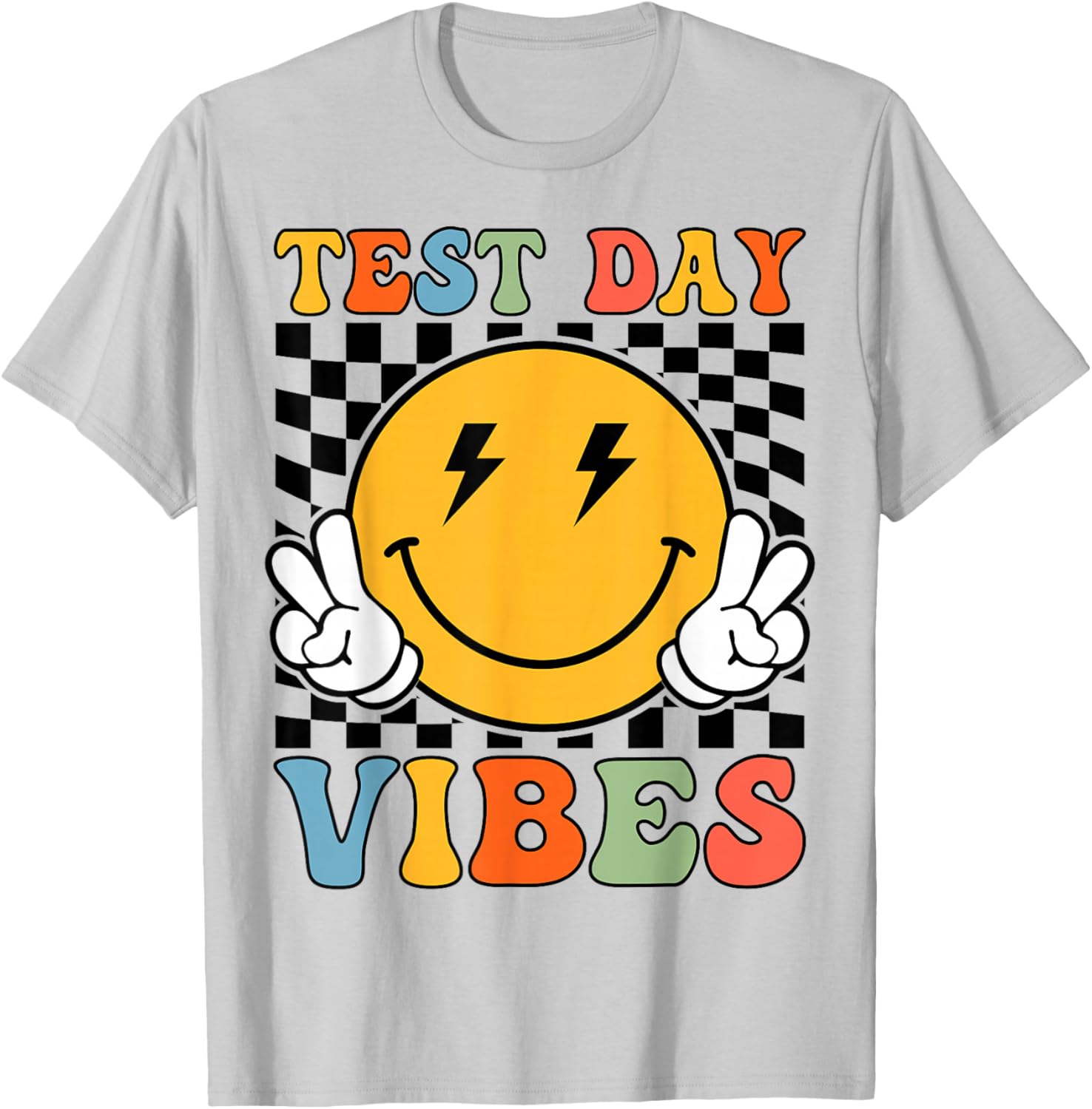 Test Day Vibes Retro Groovy Testing Day Teacher Student T-Shirt - T-Shirt | Ash