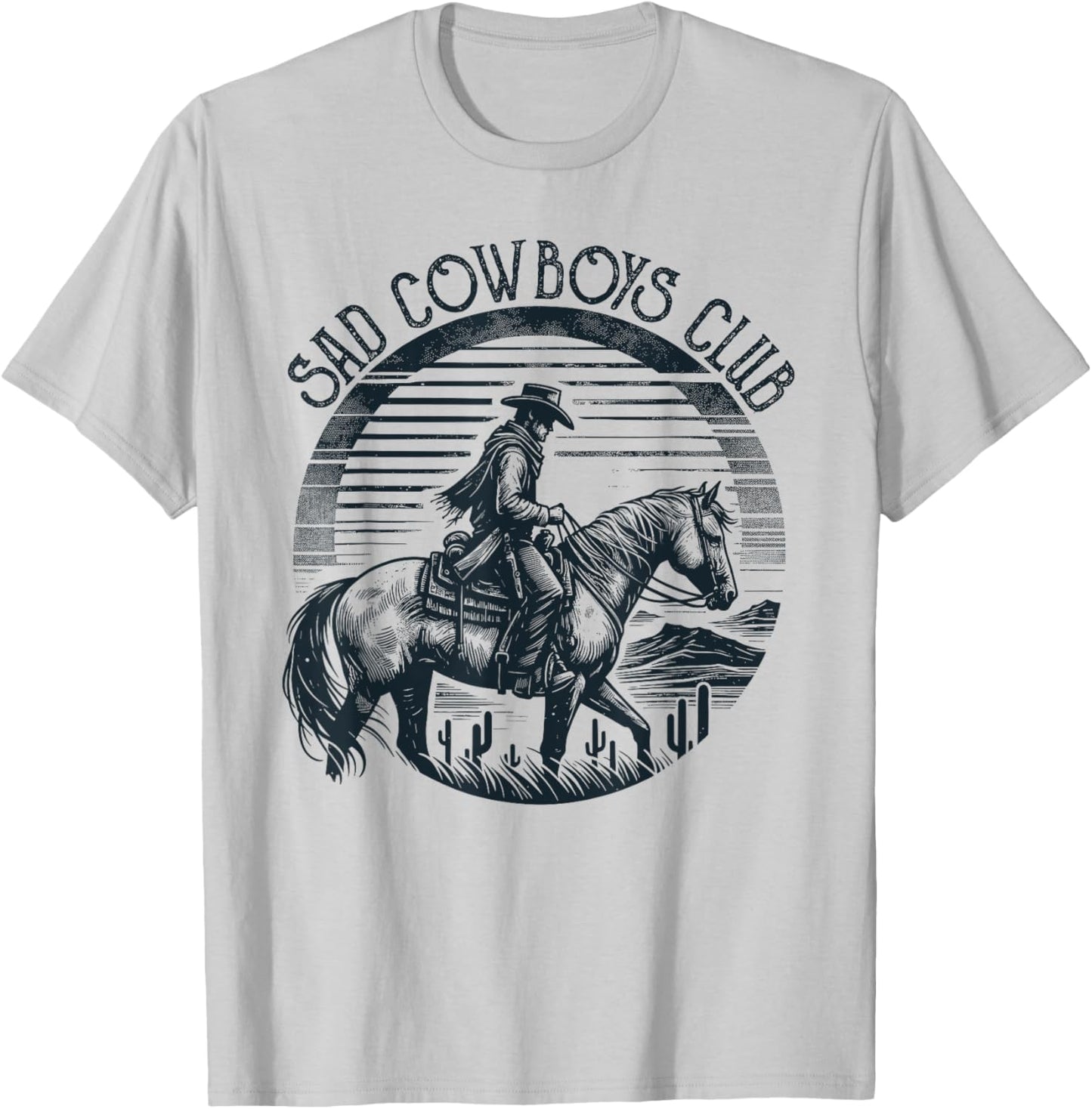 Retro Sad Cowboys Club, Sad Country Music Style Enthusiast T-Shirt - T-Shirt | Ash