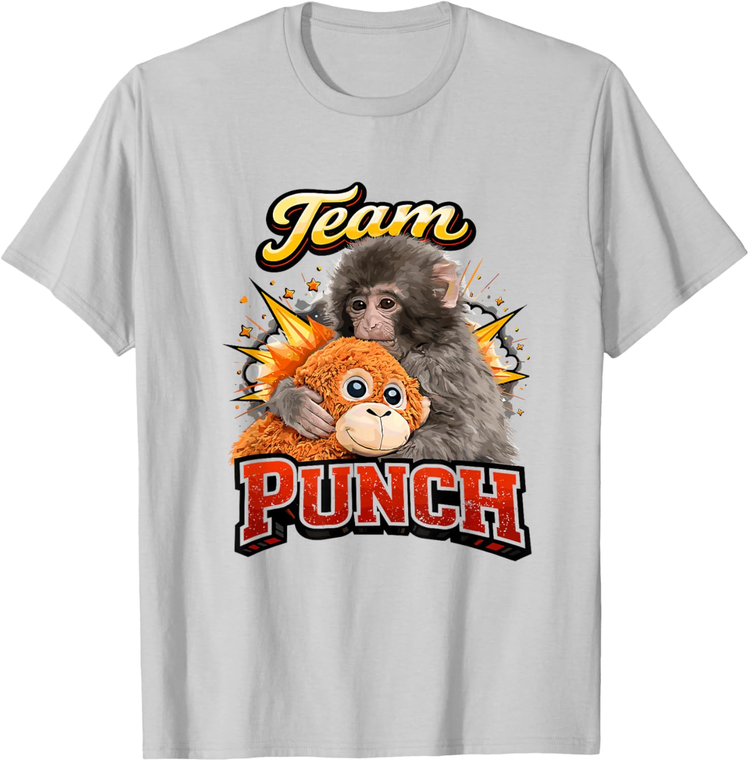Team Punch Funny Monkey Trend Animal Supporter T-Shirt - T-Shirt | Ash