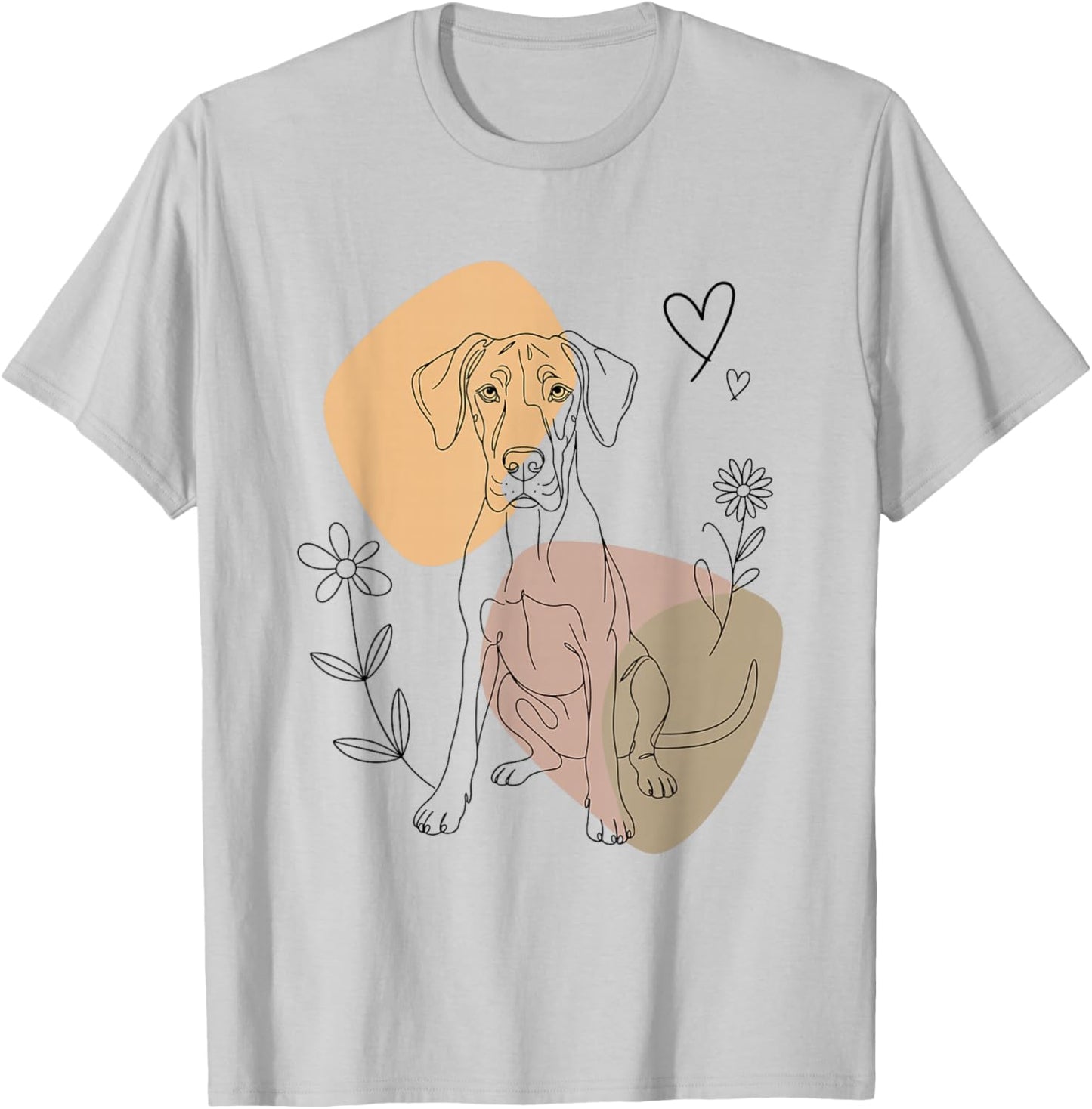 Line Art Great Dane Minimalist T-Shirt - T-Shirt | Ash