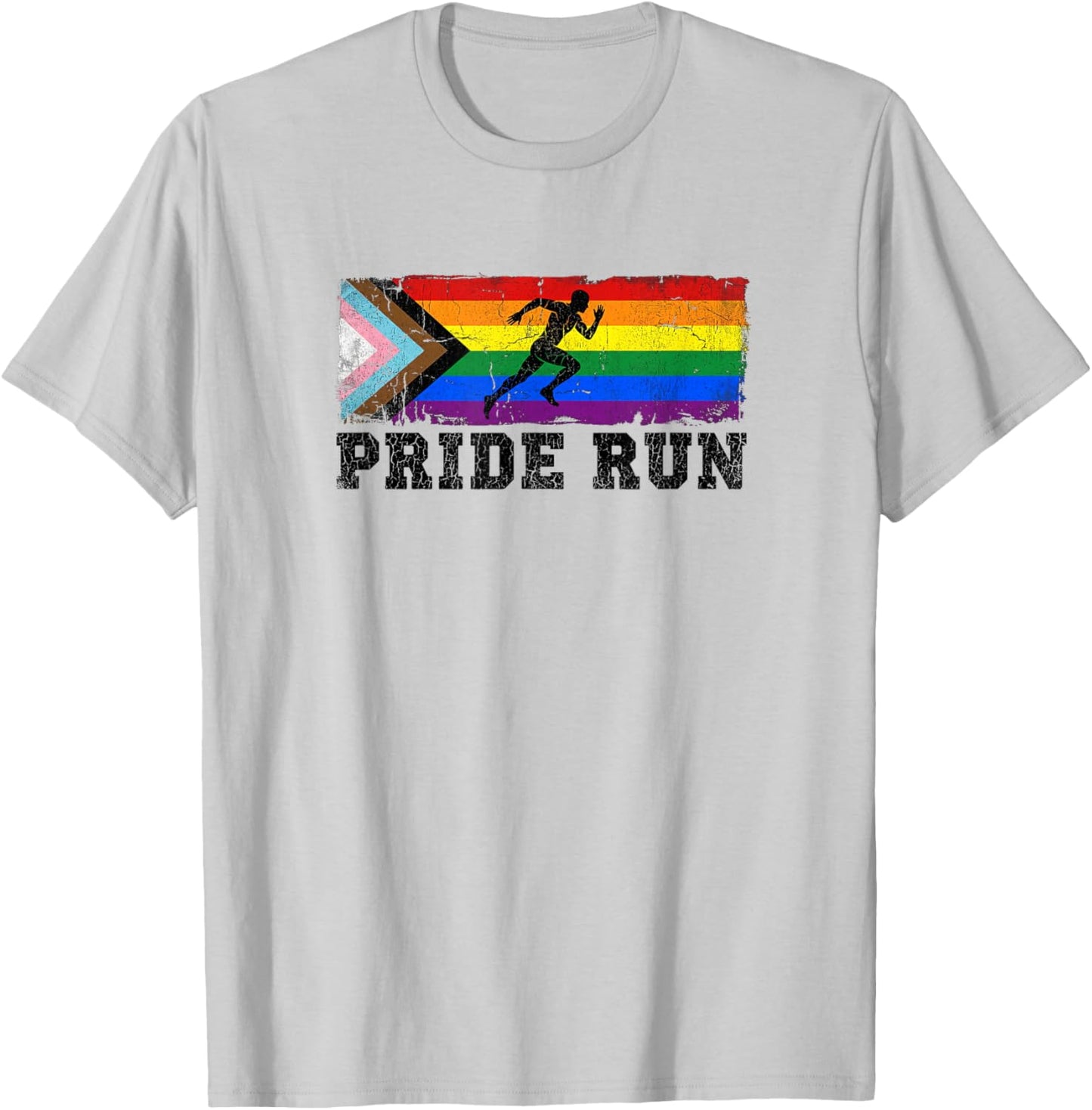 Pride Run Jogging Workout | LGBTQ Equality - Grunge T-Shirt - T-Shirt | Ash