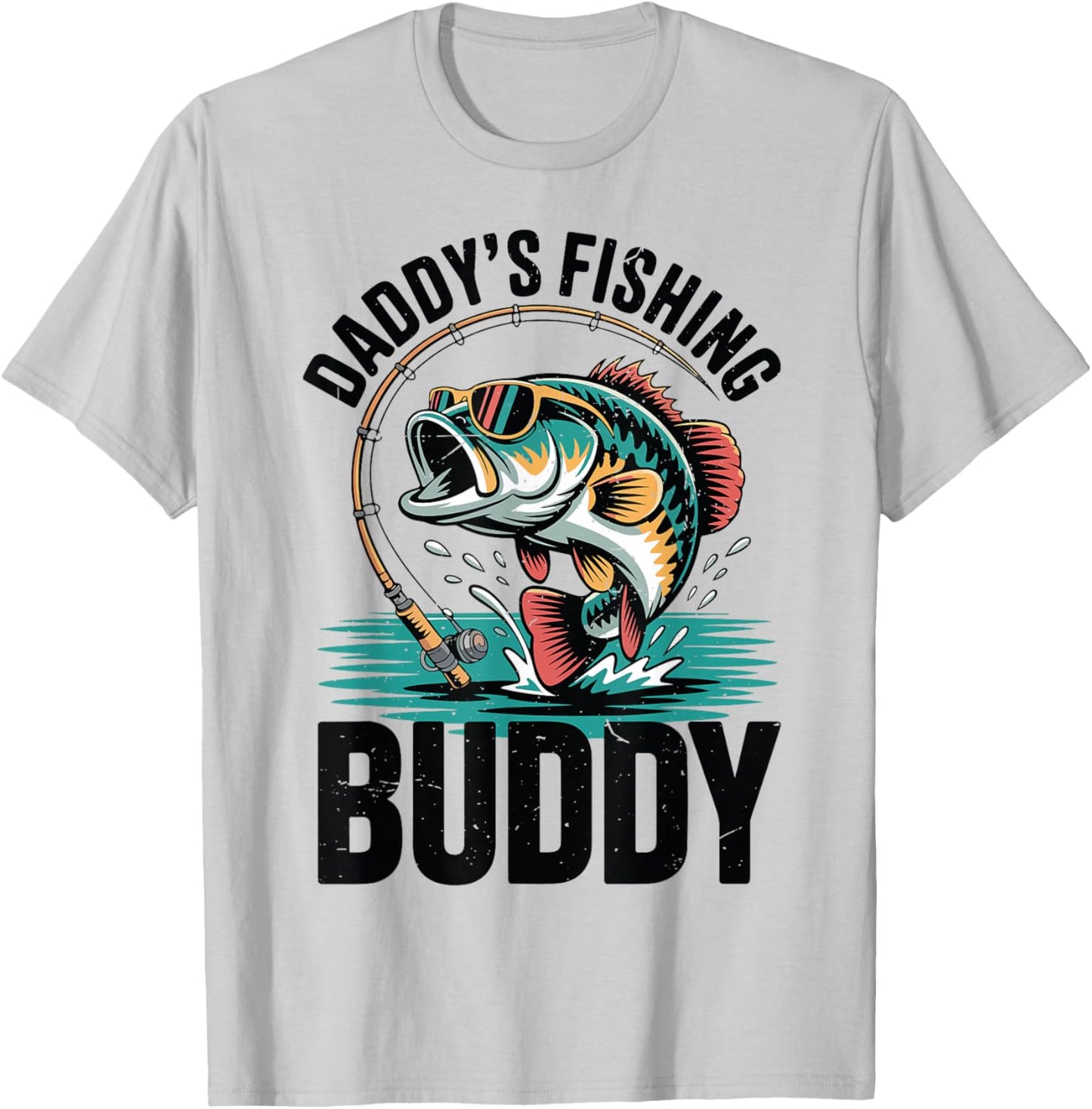 Toddler Daddys Fishing Buddy Dads Cute Largemouth Bass Kids T-Shirt - T-Shirt | Ash