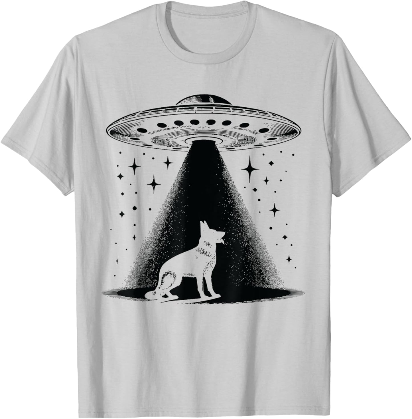 German Shepherd Mom Dad Dog - Funny Alien UFO T-Shirt - T-Shirt | Ash