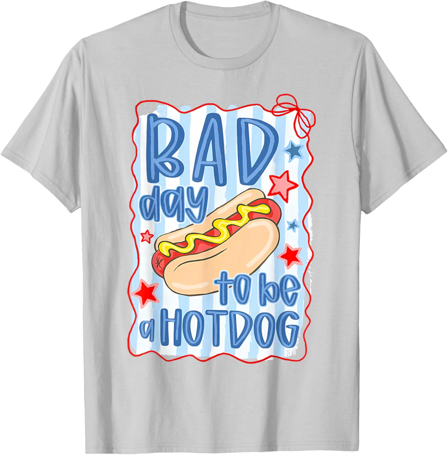 Bad Day to Be A Hotdog Coquette 4th of July American Flag T-Shirt - T-Shirt | Ash