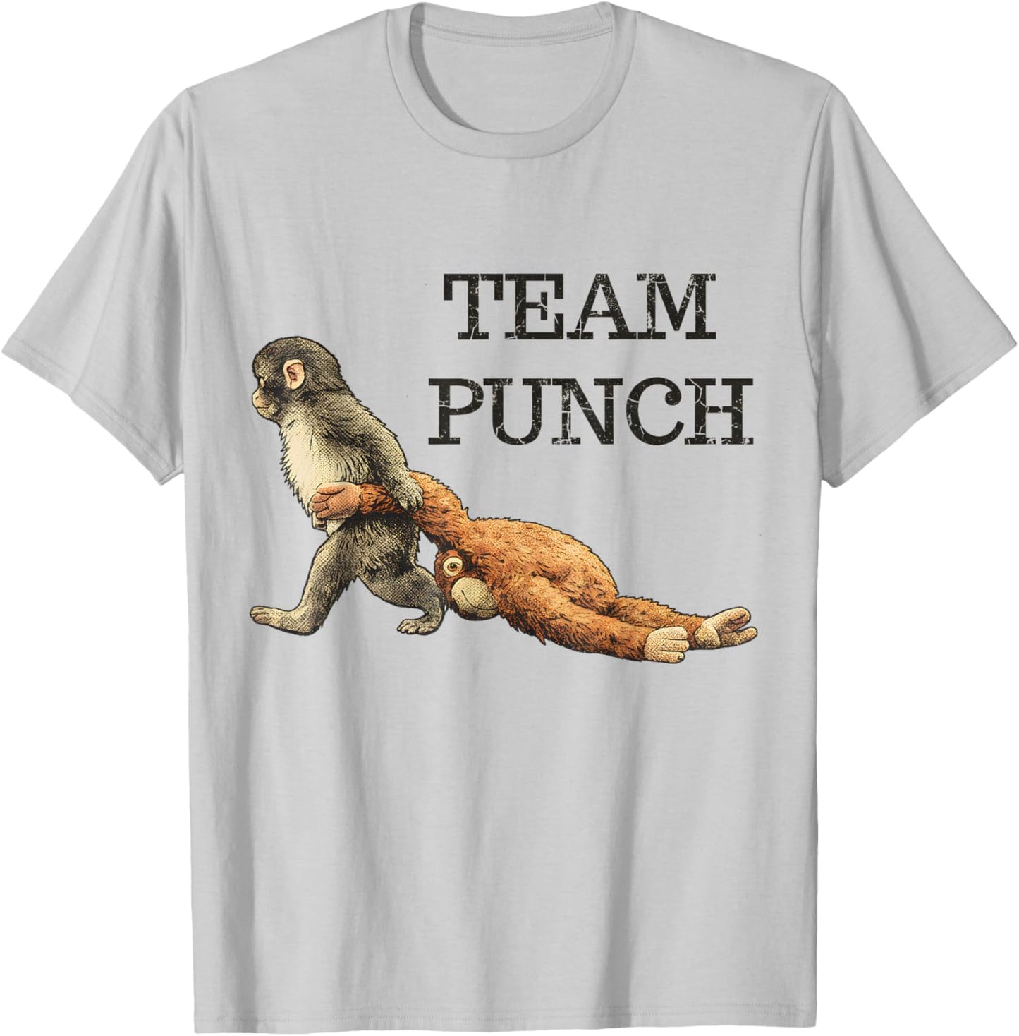 Team Punch Baby Monkey Punch Trend Graphic Apparel T-Shirt - T-Shirt | Ash