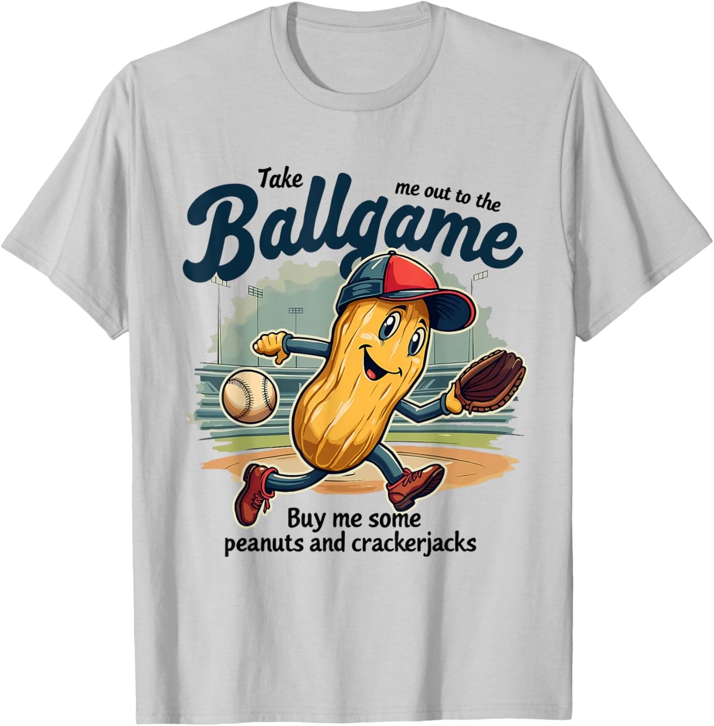 Funny Peanuts Take Me Out To The Ball Game Baseball Mothers T-Shirt - T-Shirt | Ash