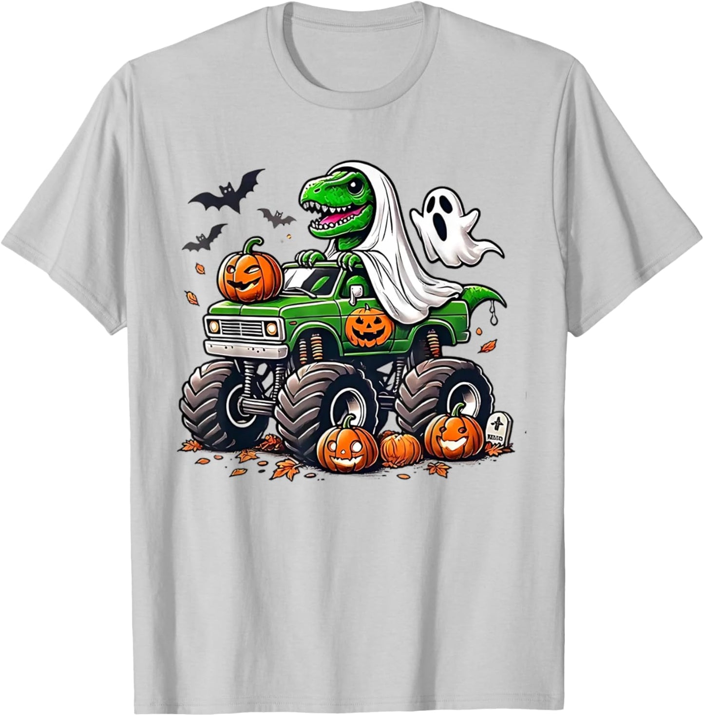 Orange Halloween Shirt Boys Toddler Kids Ghost Shirts T Rex T-Shirt - T-Shirt | Ash