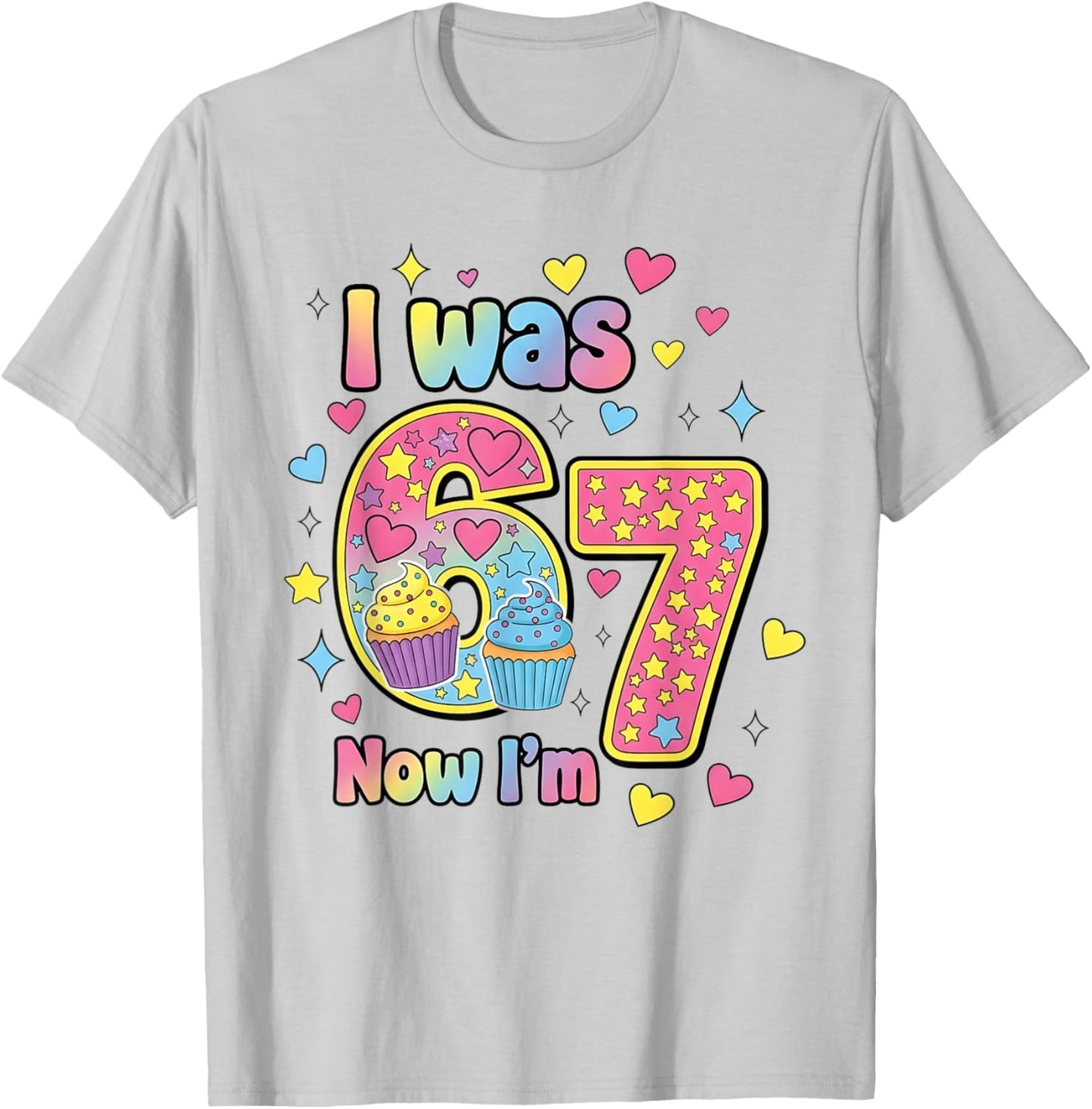 Ich war 6 jetzt Bin ich 7 Süßes Geburtstagsdesign Mädchen T-Shirt - T-Shirt | Ash