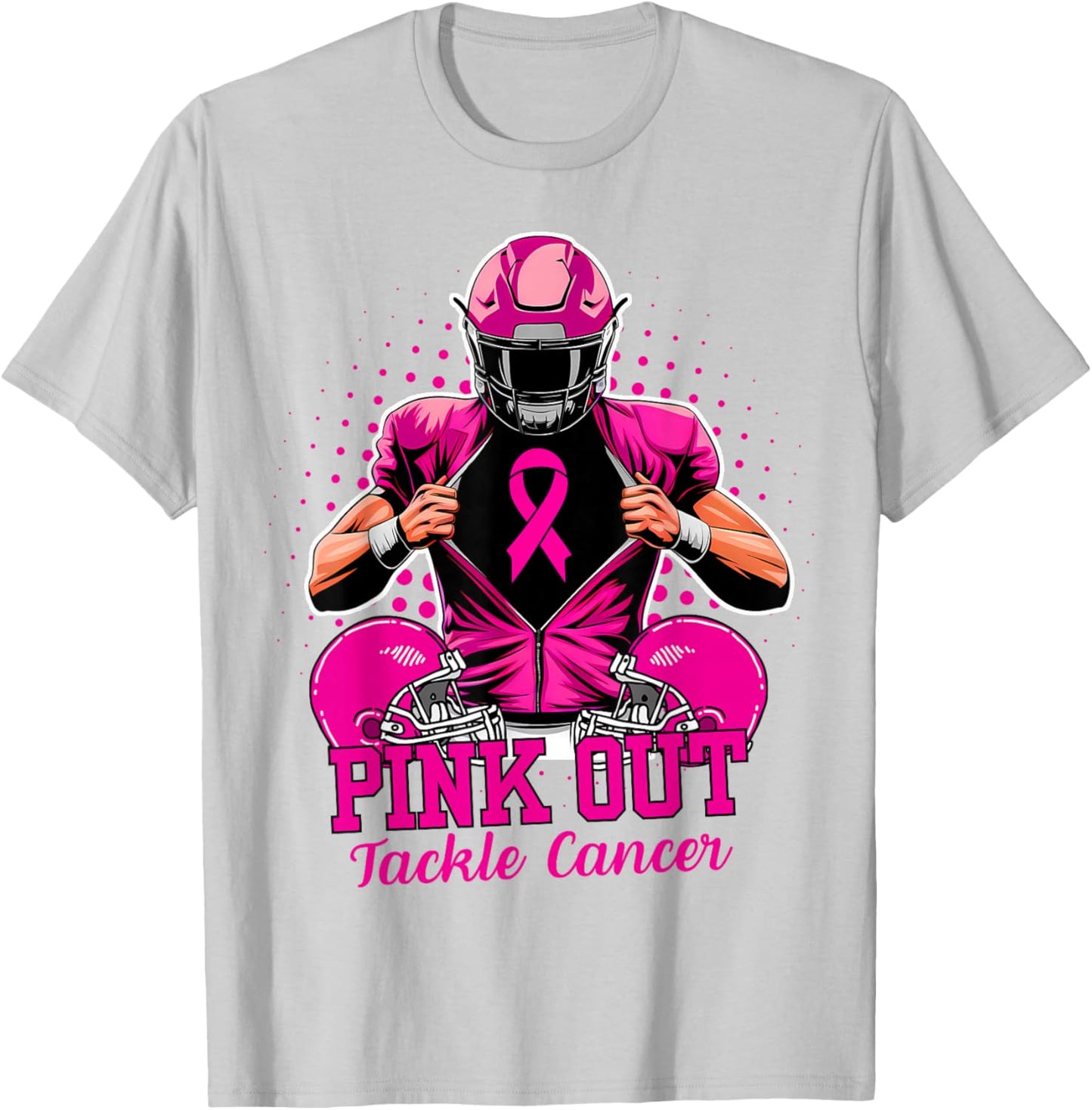 Breast Cancer Awareness Pink Ribbon Football Support Women T-Shirt - T-Shirt | Ash