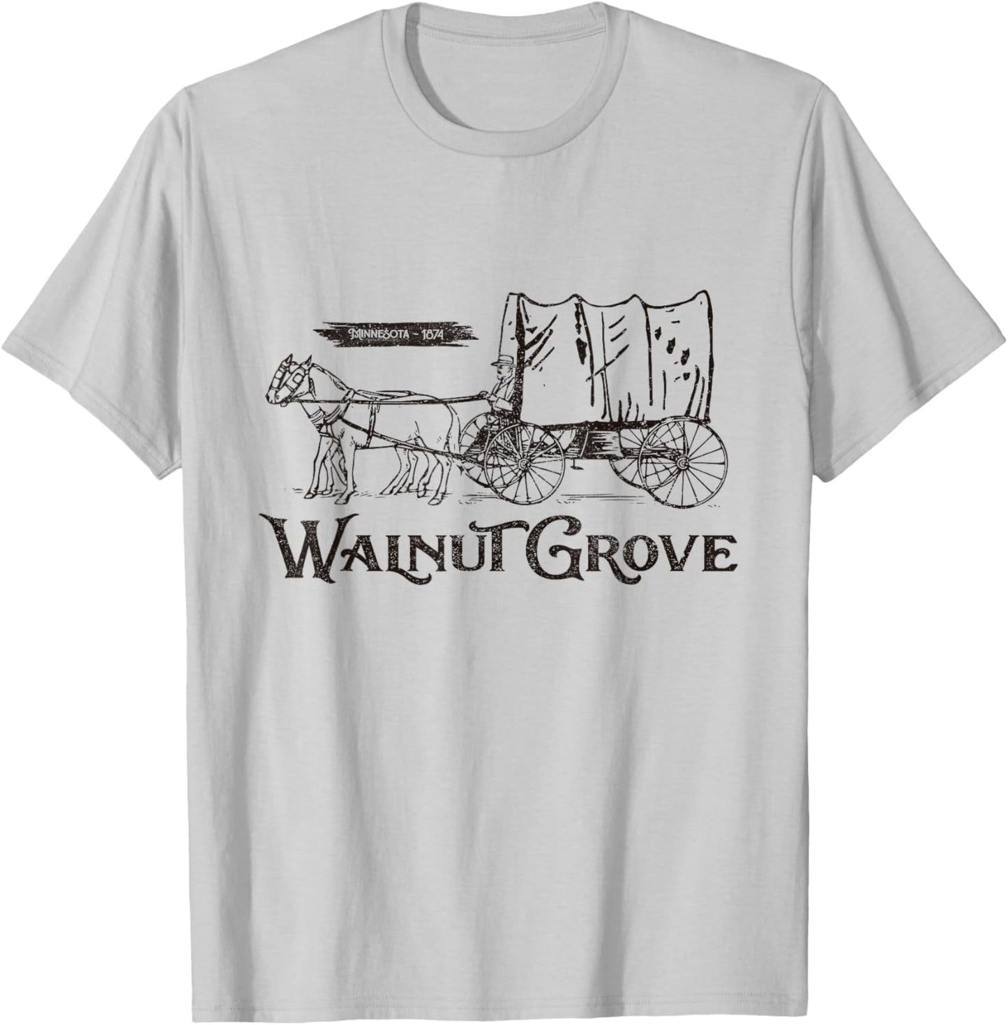 Walnut Grove 1874 Minnesota USA, Wagon des prairies T-Shirt - T-Shirt | Ash