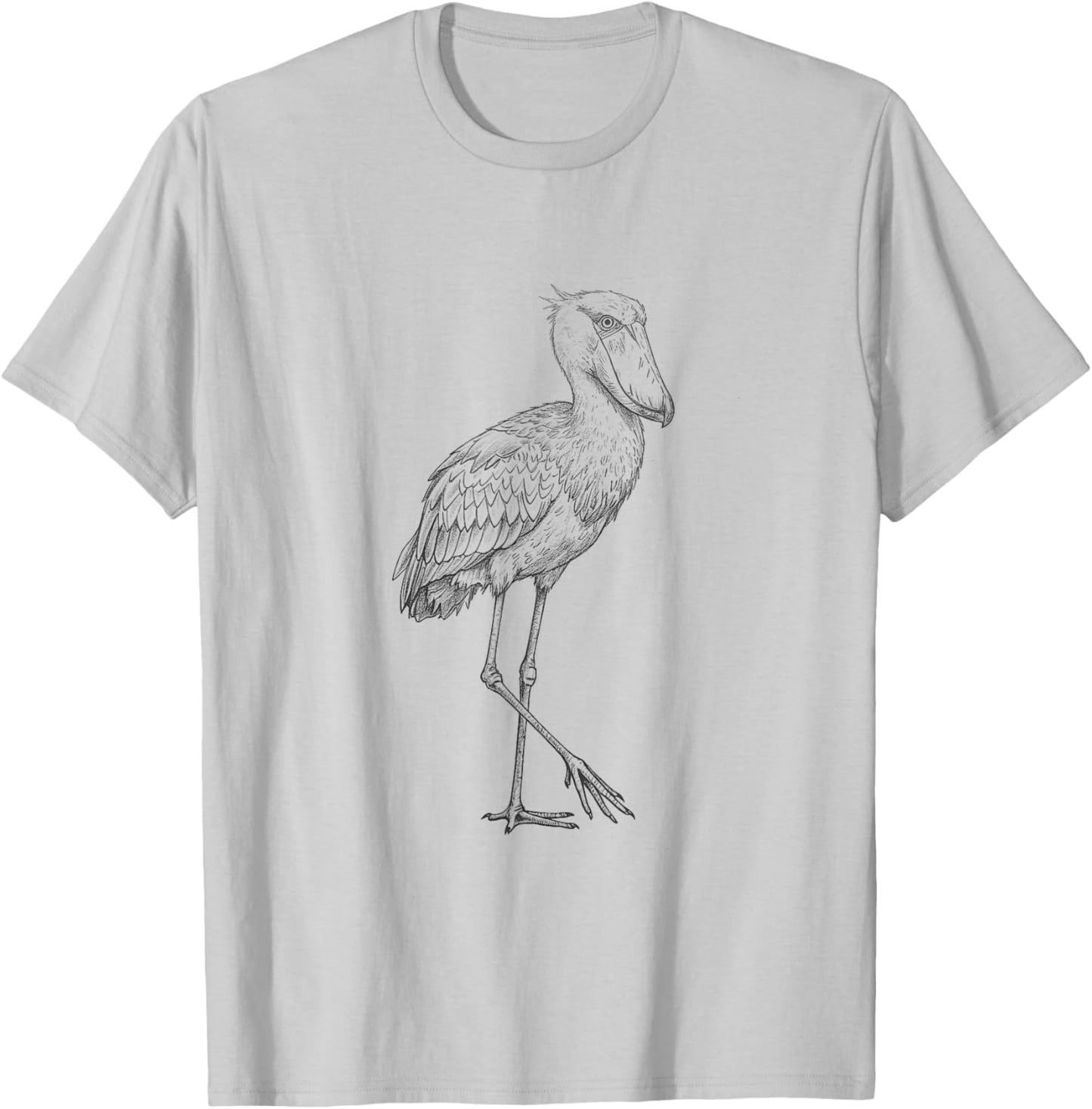Vintage Shoebill Stork Drawing Art Design T-Shirt - T-Shirt | Ash